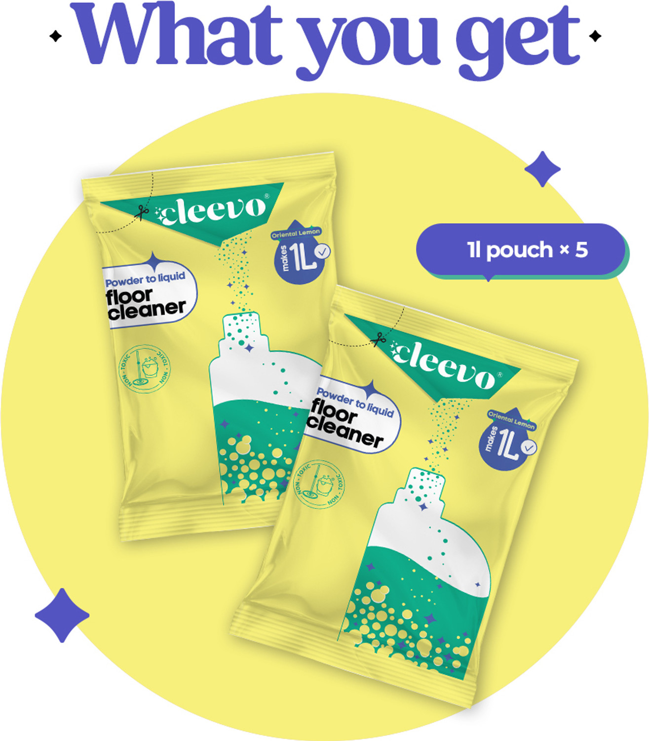 Image of cleevo Floor Cleaner Liquid | Refill Pack | Non-Toxic Bathroom Tile Lemon