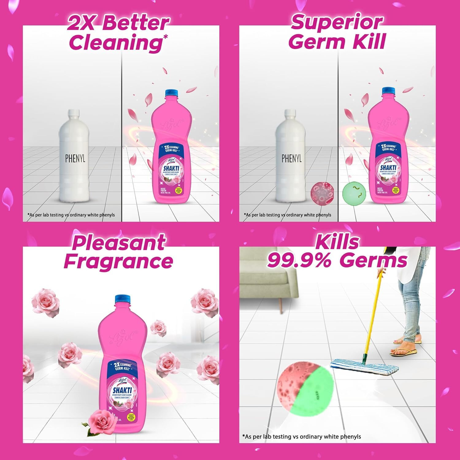 Image of Lizol Shakti Disinfectant Surface Cleaner,& Floor, Bathroom, Kitchen,Tile, Not Phenyl Rose Fresh