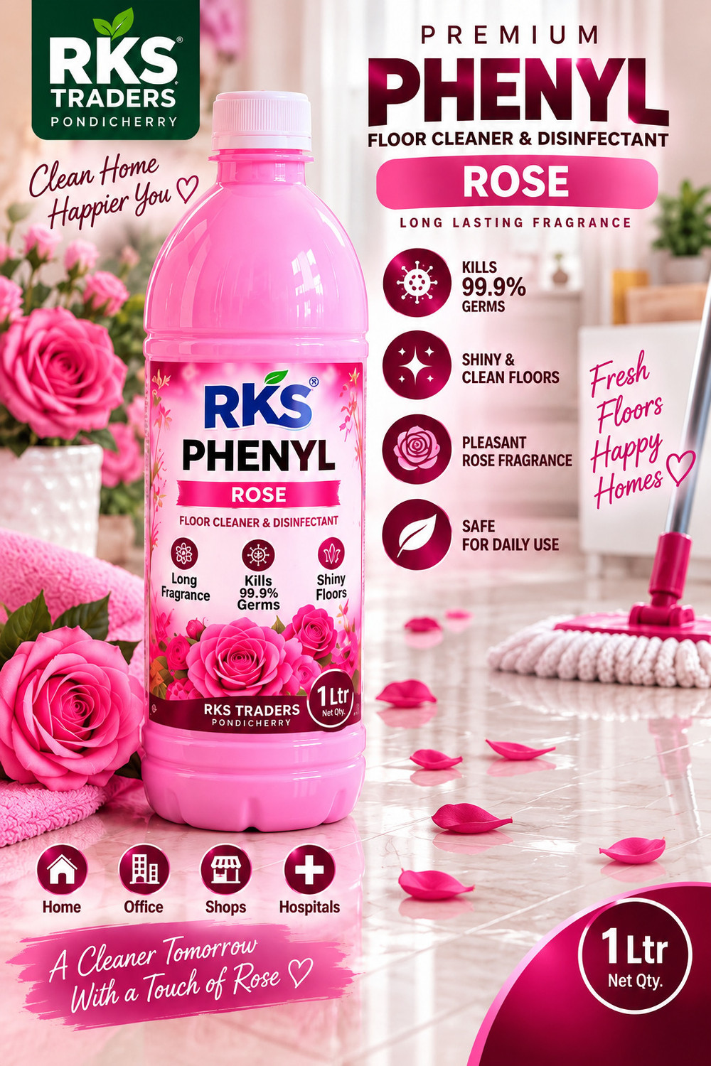 Image of RKSTraders RKS Phenyl Floor Cleaner PINK Rose