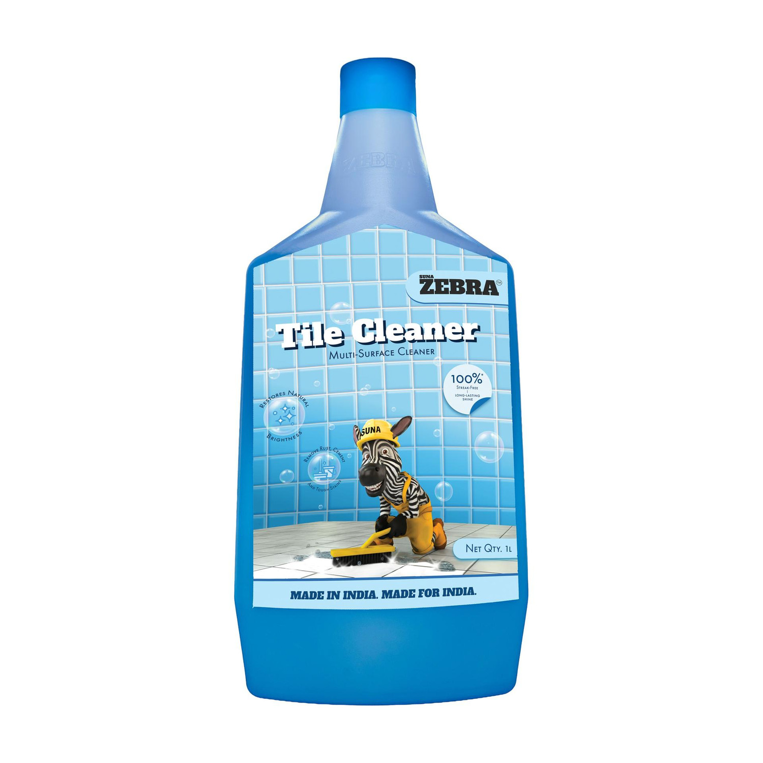 Image of suna zebra ZEBRA Tile Cleaner | Heavy-Duty Stain Remover for Tiles & Floors |(1 Litre) Fragrance free