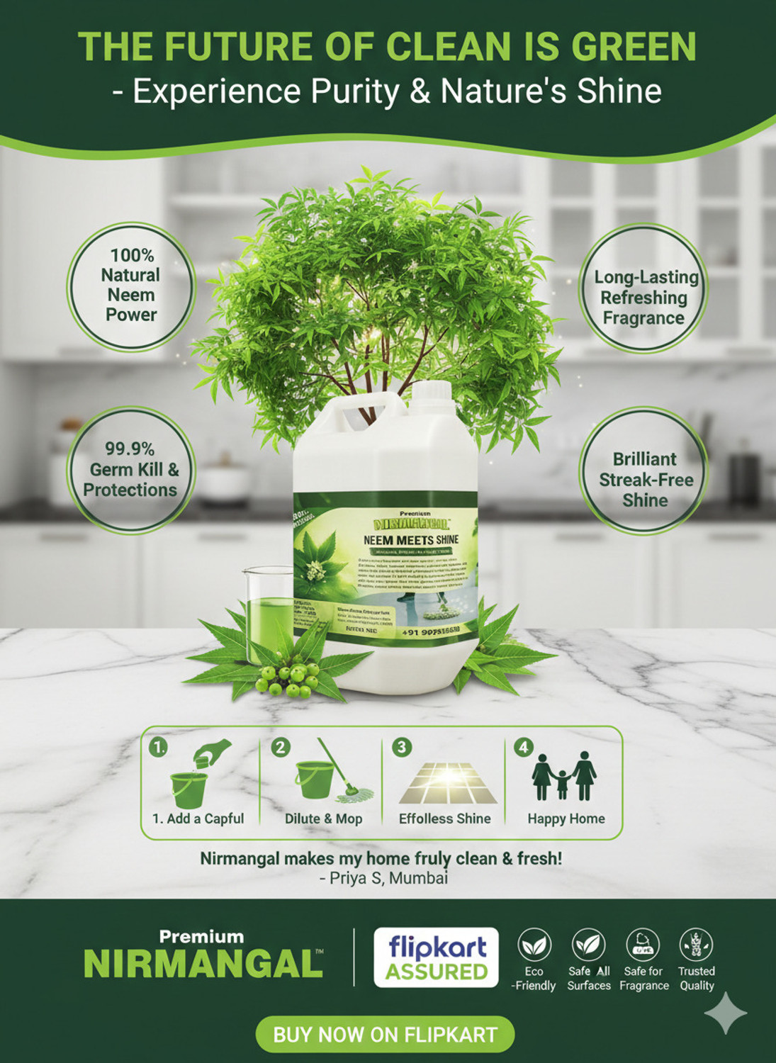 Image of Nirmangal Home Essentials Neem Floor and Bathroom Cleaner Phenyl Jasmine 5L(5000) ml natural Fragrance Neem