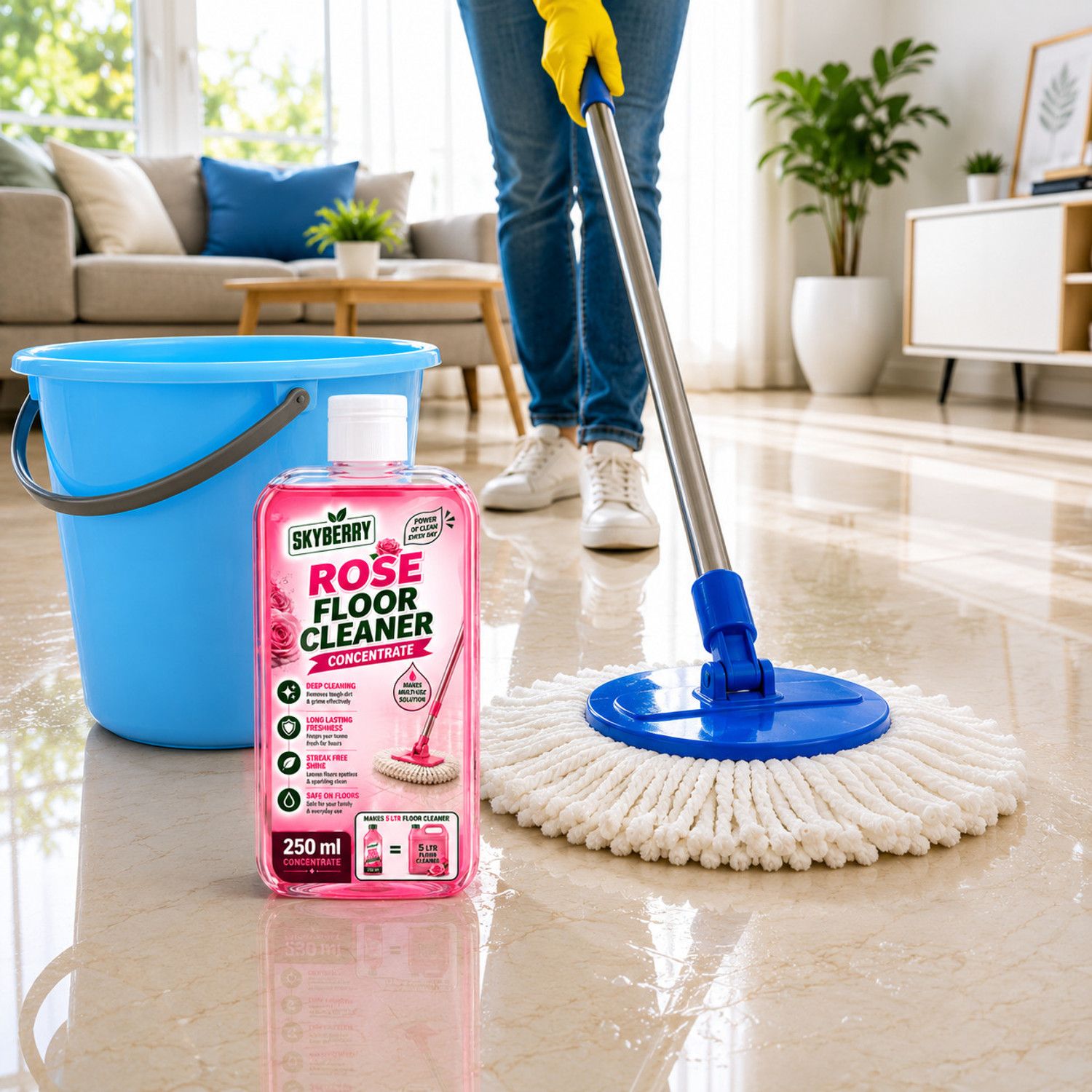 Image of skyberry Concentrated Floor Cleaner | Powerful Cleaning Liquid for Home & Office rose