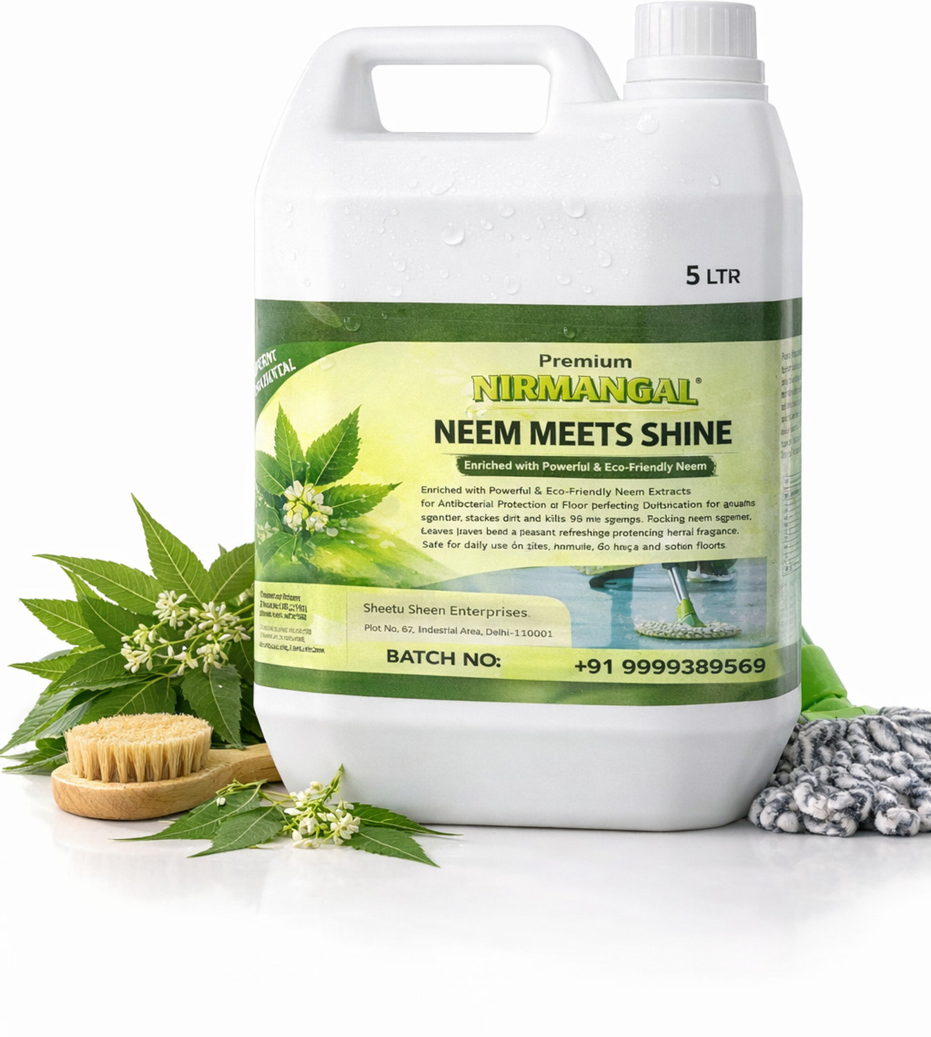 Image of Nirmangal Home Essentials Neem Floor and Bathroom Cleaner Phenyl Jasmine 5L(5000) ml natural Fragrance Neem