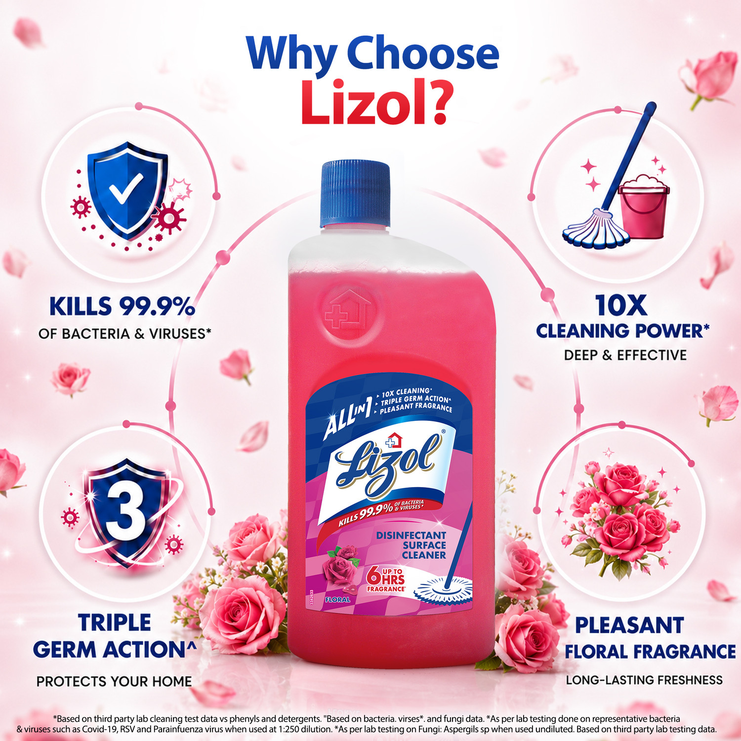 Image of Lizol Disinfectant Surface Cleaner - Floral (1 L)