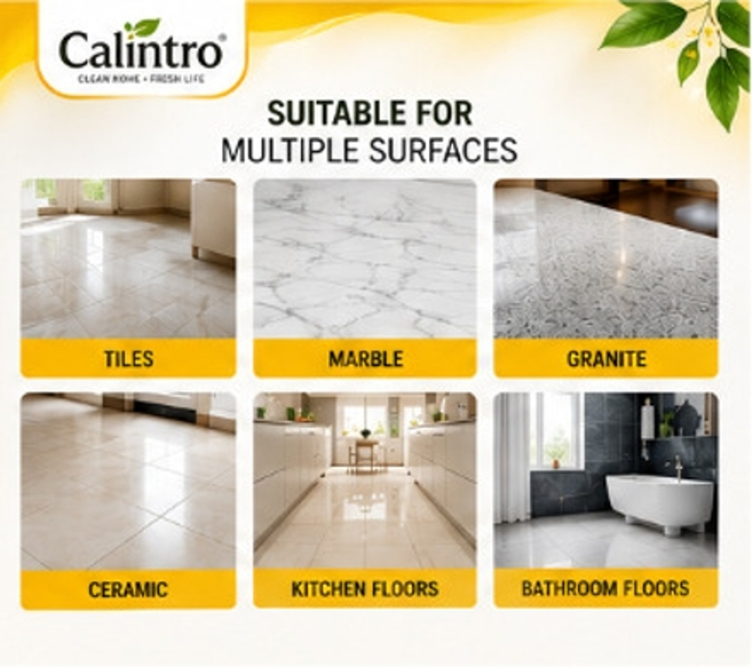 Image of Calintro Lemon Floor Cleaner 5L Powerful Stain Remover Fresh Fragrance Formula Lemon