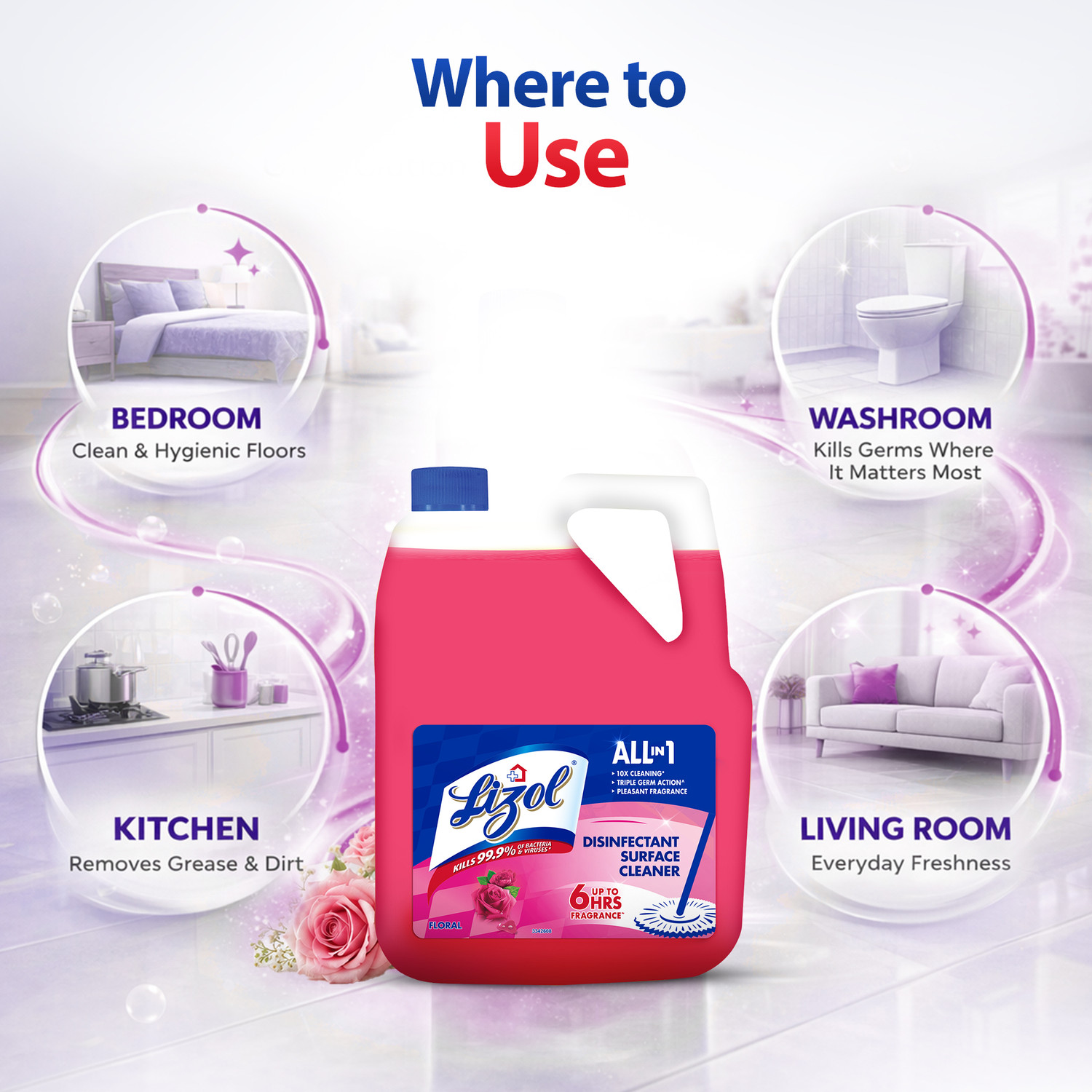 Image of Lizol Disinfectant Surface Cleaner - Floral (5 L)