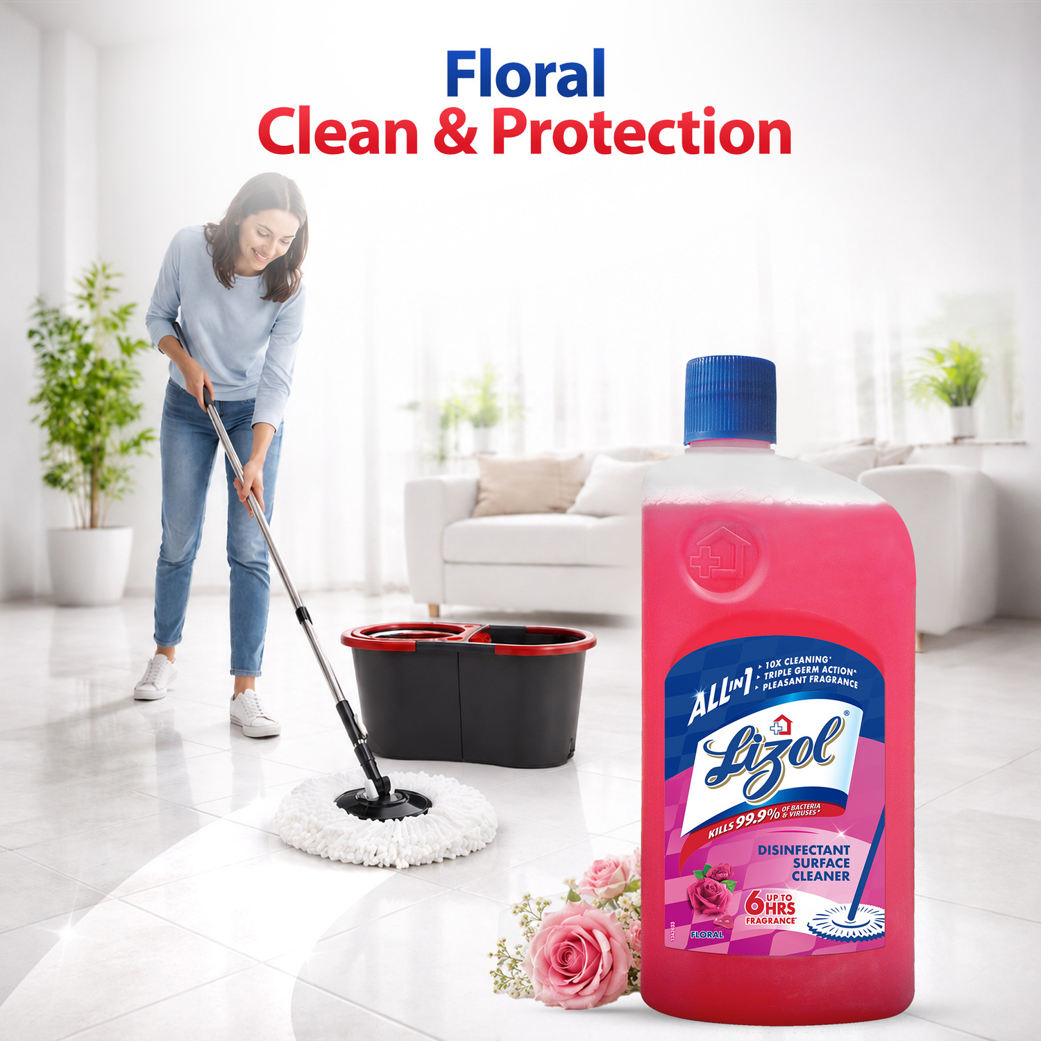 Image of Lizol Disinfectant Surface Cleaner - Floral (1 L)
