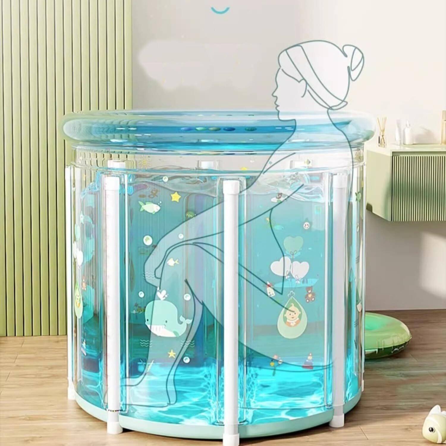 Yopple Folding Bathtub - Thick Safe PVC Inflatable Bath Tub