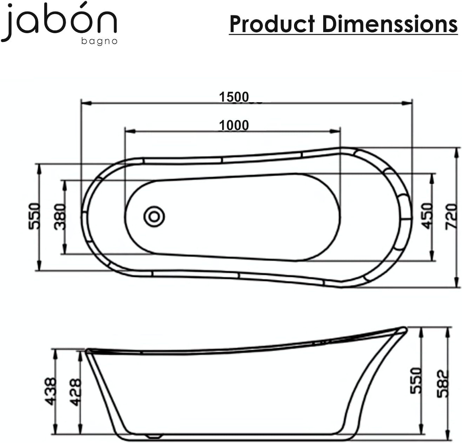 Image of JABON BAGNO Lancy Premium Acrylic Soaking Bathtub Free-standing Bathtub