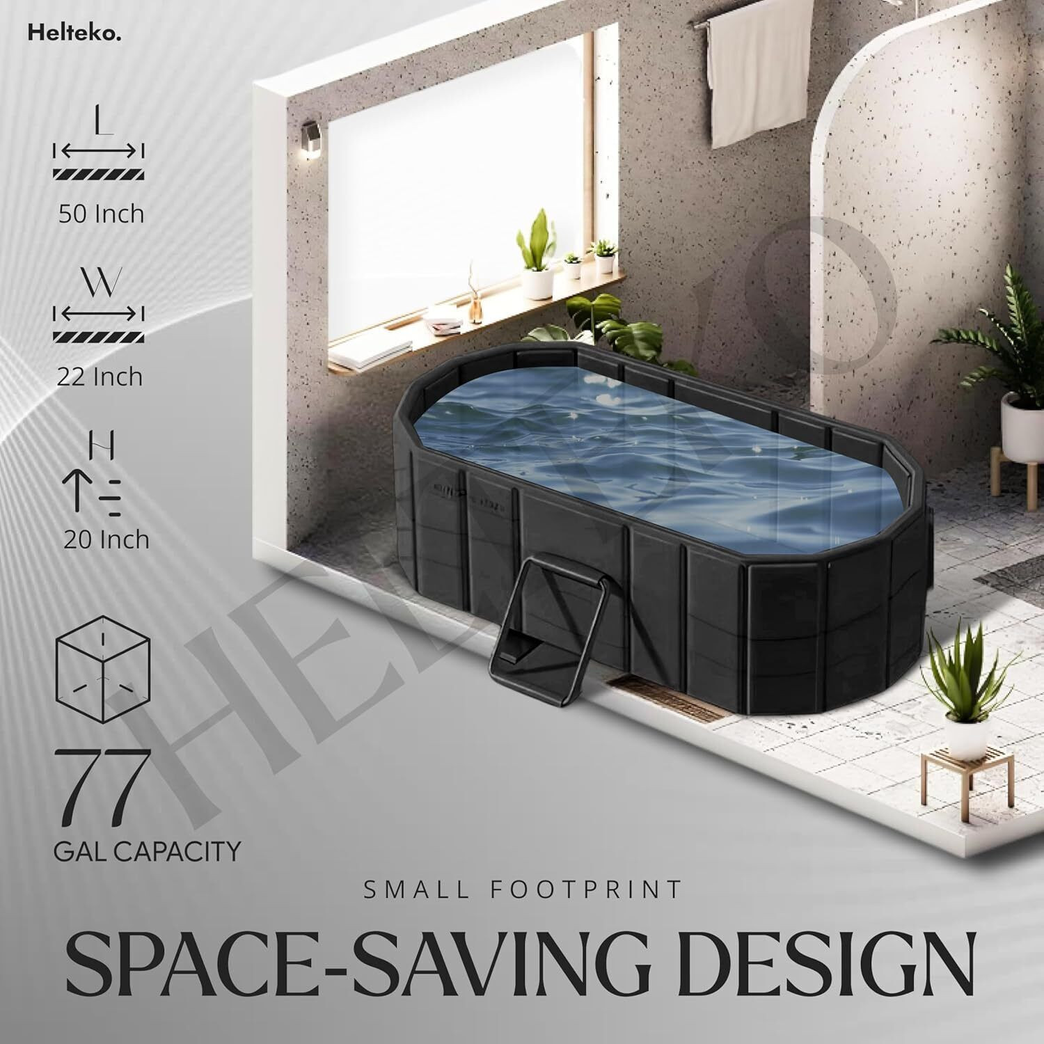 Image of Helteko Bath Tub for Adult for Bathroom Ice BathTub for Adults, Inflatable BathTub for Adults, Thickened Insulated Ice Bath Tub with Portable Foldable Design Free-standing Bathtub