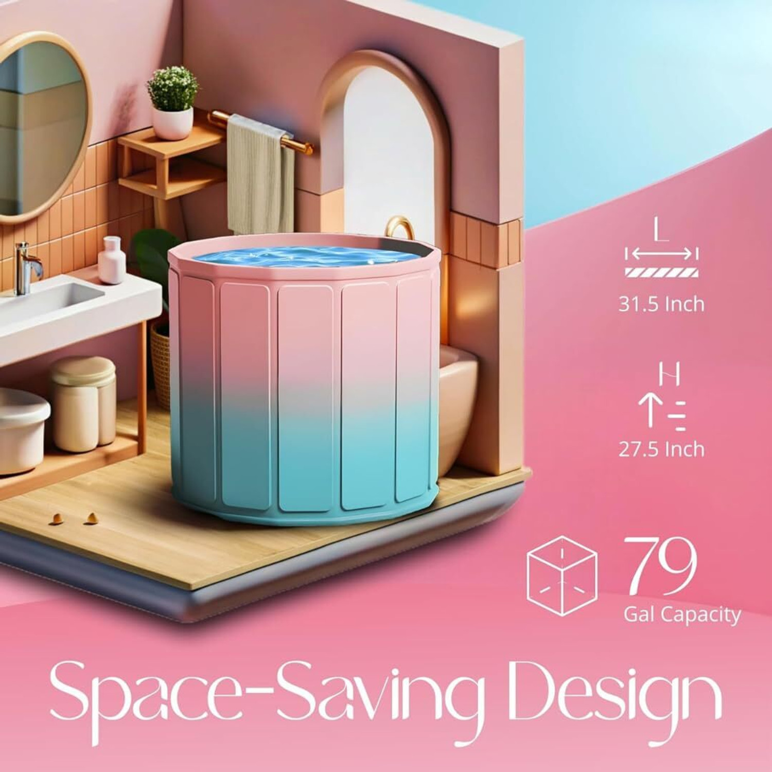 Image of PRATYADH Binecer Portable Foldable Ice Bath Tub Bath tub for adult for bathroom Tub for Home SPA Free-standing Bathtub