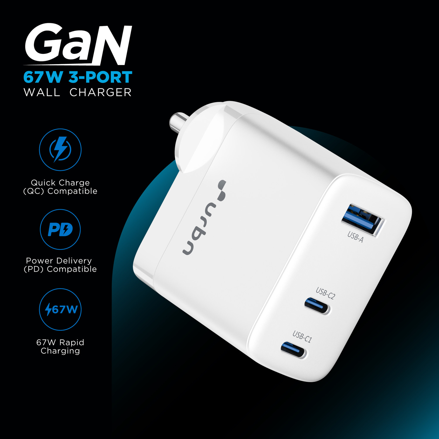 Image of URBN 67 W GaN 3.25 A Multi-pin Wall Charger for Mobile