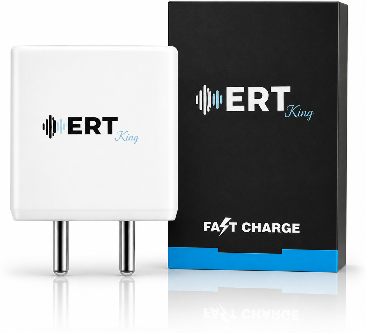 Image of ERT KING 80 W Adaptive Fast Charging 7.3 A Wall Charger for Mobile with Detachable Cable (White, Red)