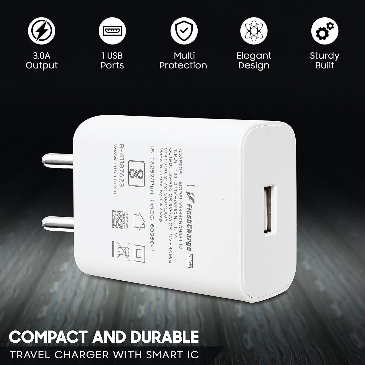 Image of CLAT 44w flash charger vivo V20 SE, vivo V19, vivo V21 5G, V23e 5G, vivo T2 5G 6 A Mobile Charger with Detachable Cable