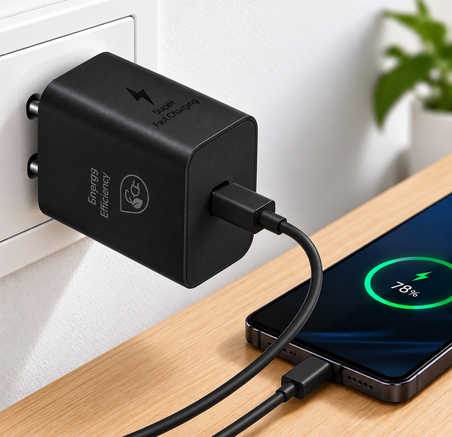 Image of samsung charger 45 W Adaptive Fast Charging 3 A Wall Charger for Mobile (Black)