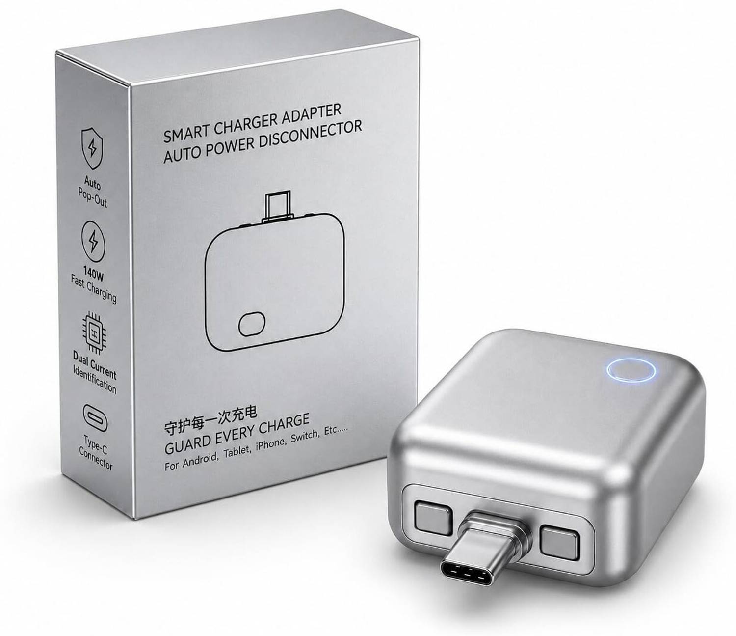 Viraan Adaptive Fast Charging Single Port Mobile Charger with Detachable Cable