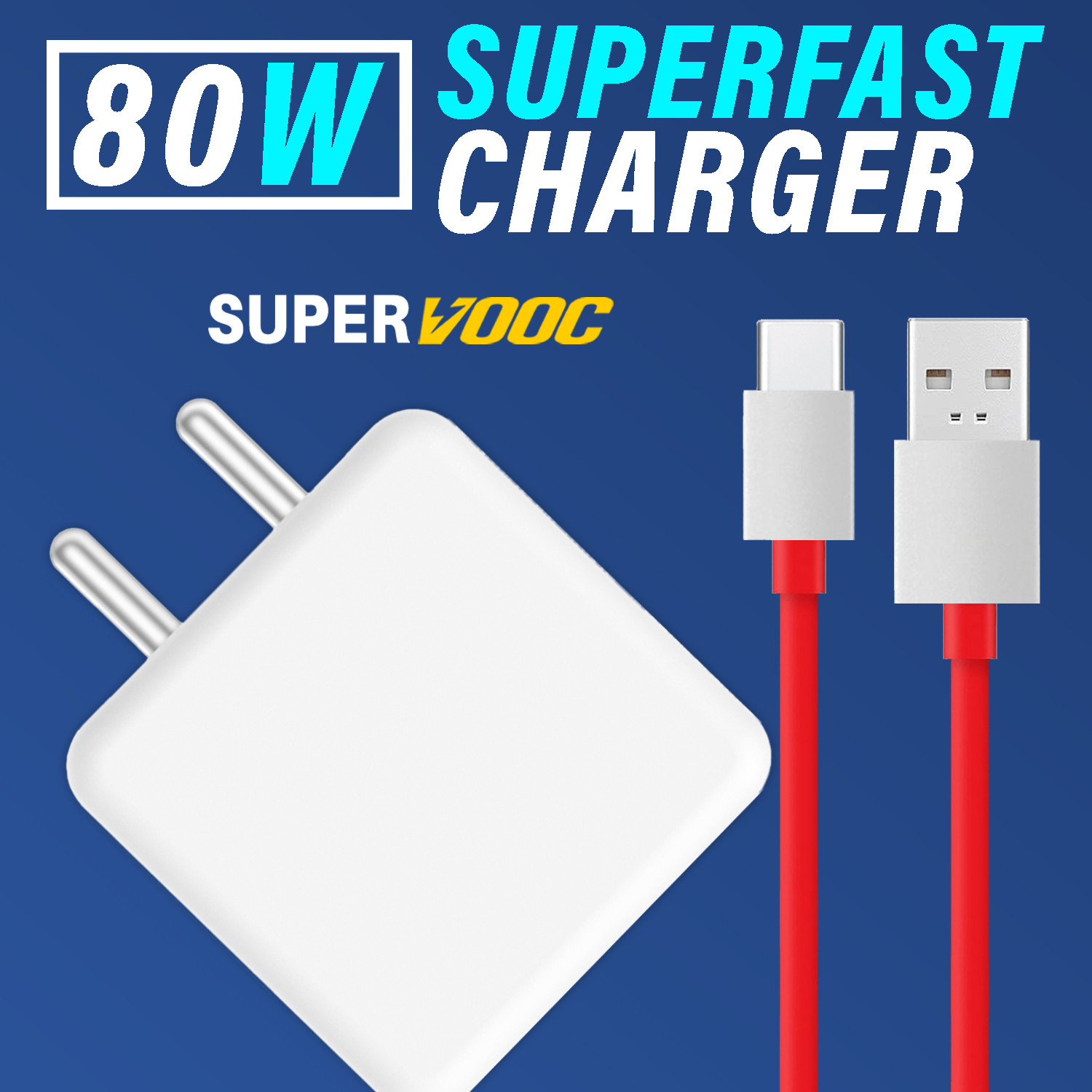 Image of SUFO 80 W SuperVOOC 7.3 A Wall Charger for Mobile with Detachable Cable