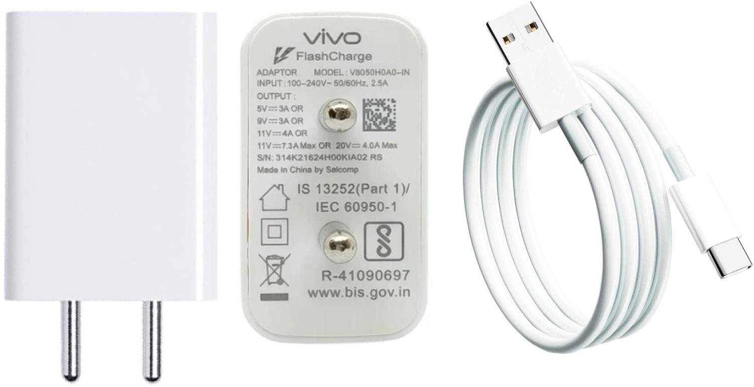 vivo 80 W Quick Charge 7.3 A Wall Charger for Mobile with Detachable Cable