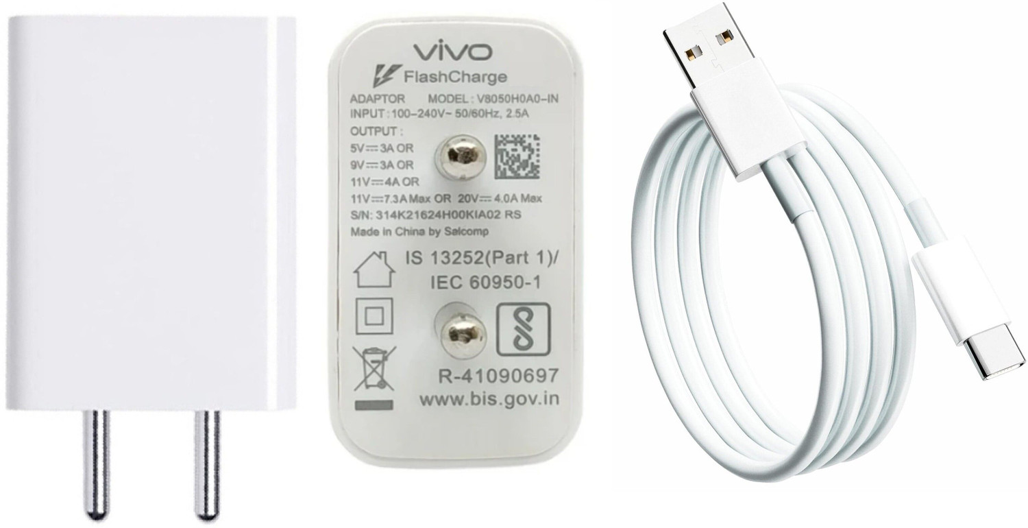 Image of vivo 80 W Quick Charge 7.3 A Wall Charger for Mobile with Detachable Cable