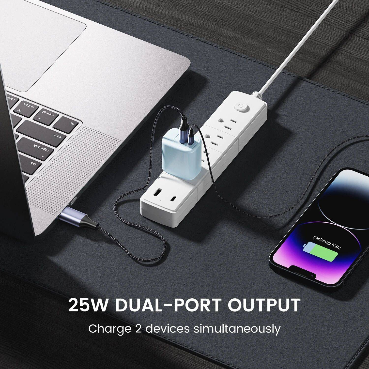 DeperAI 25W GaN 2A Dual Port Mobile Charger Blue - Image 5