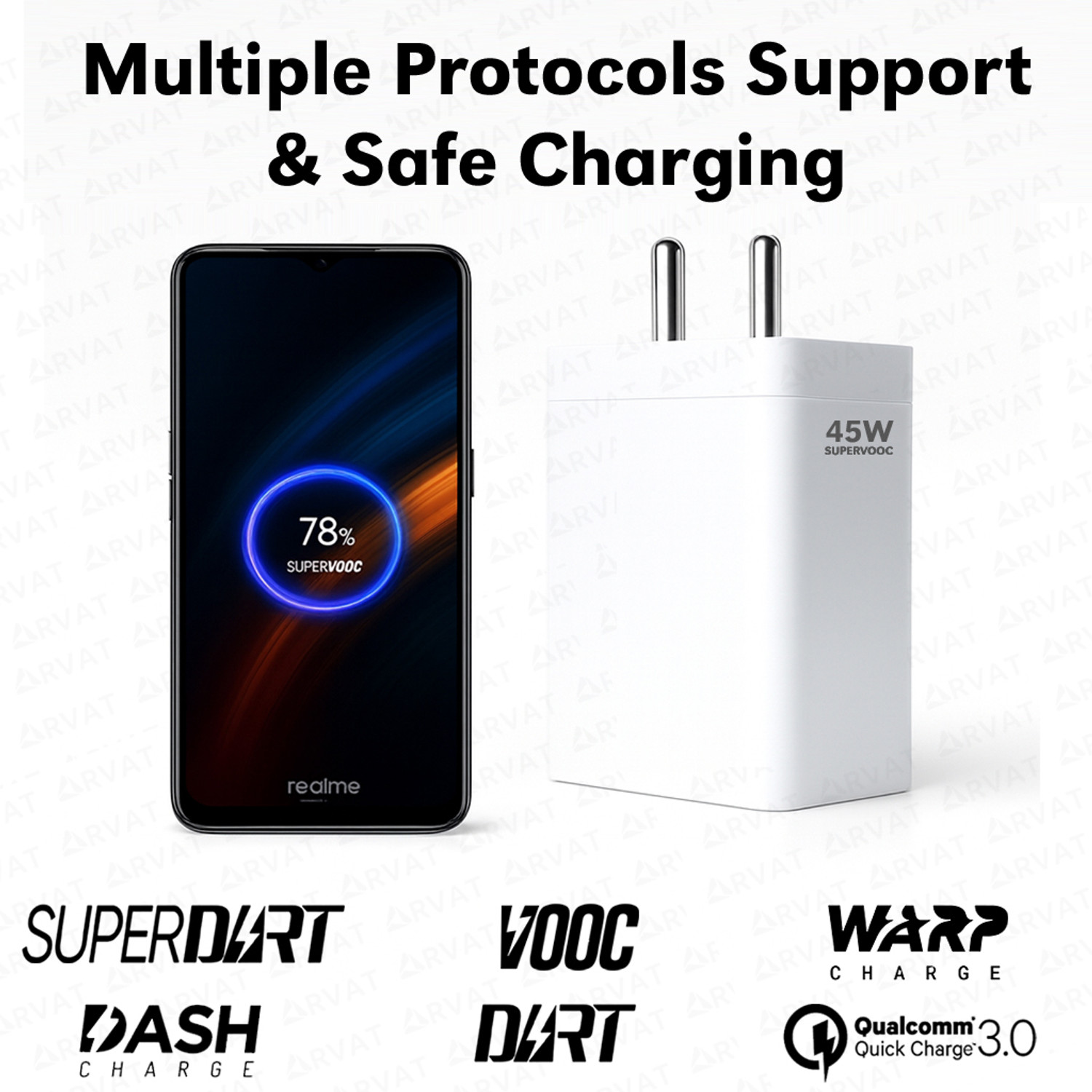 Image of RVAT 45 W SuperVOOC 5 A Wall Charger for Mobile