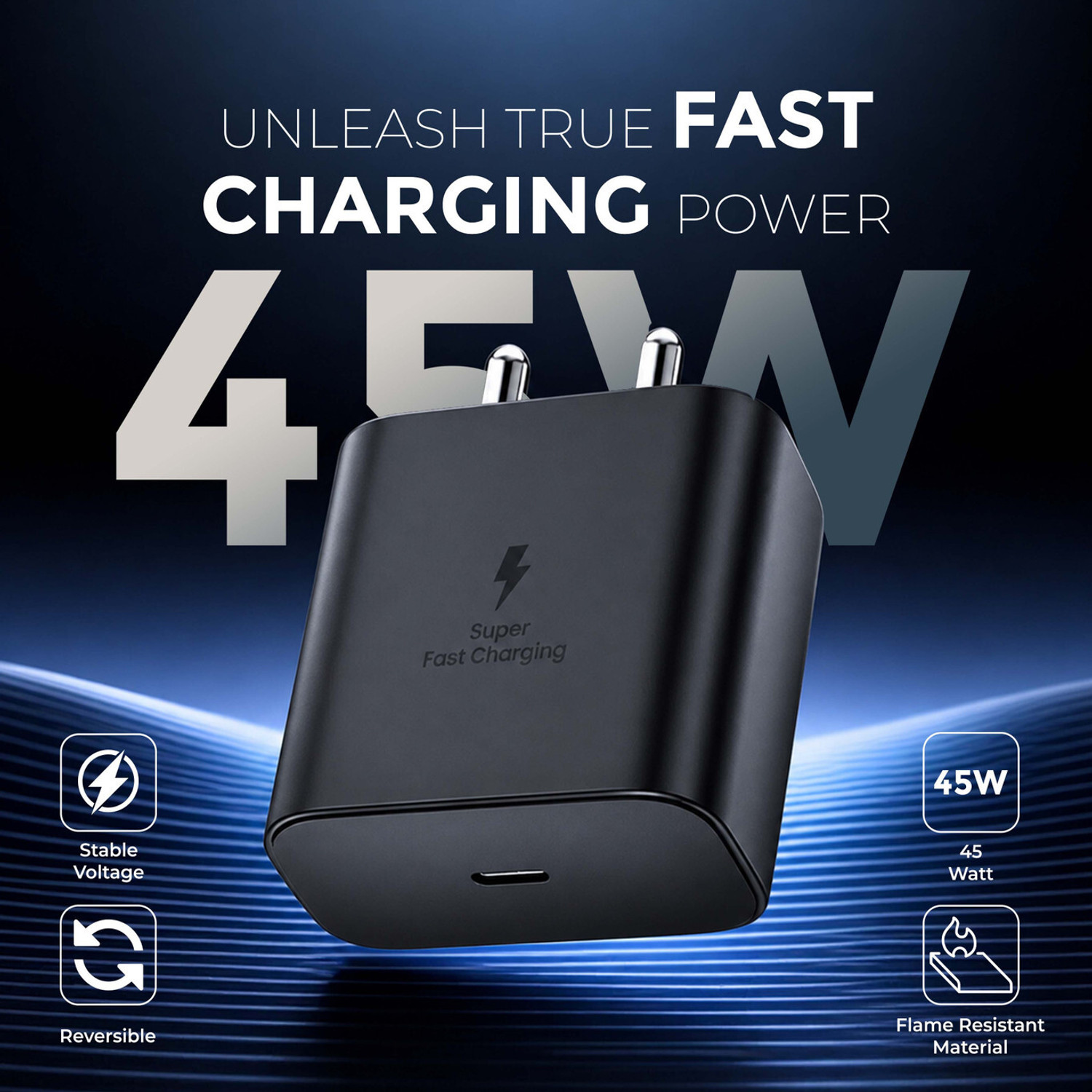 Image of deshit 45 W Adaptive Fast Charging 3 A Wall Charger for Mobile with Detachable Cable