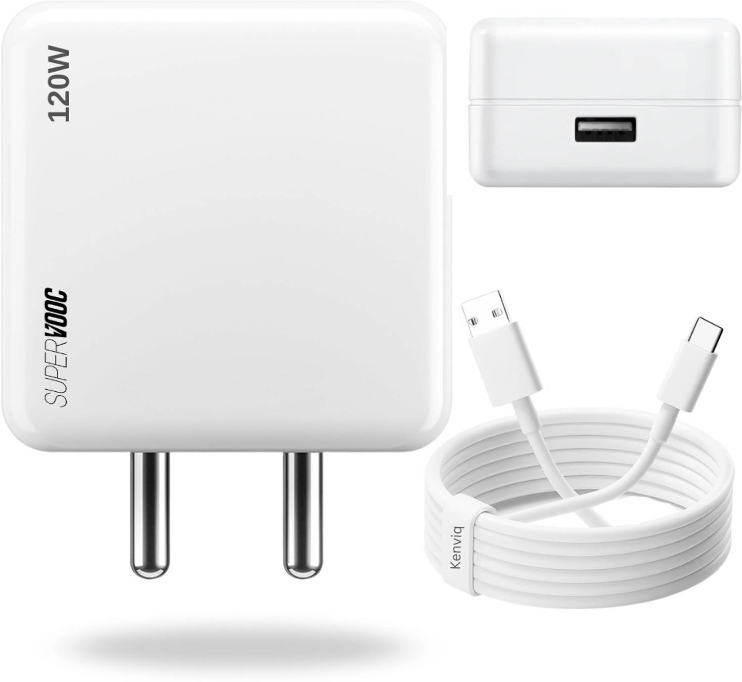 Kenviq 120 W SuperVOOC 3 A Wall Charger for Mobile with Detachable Cable