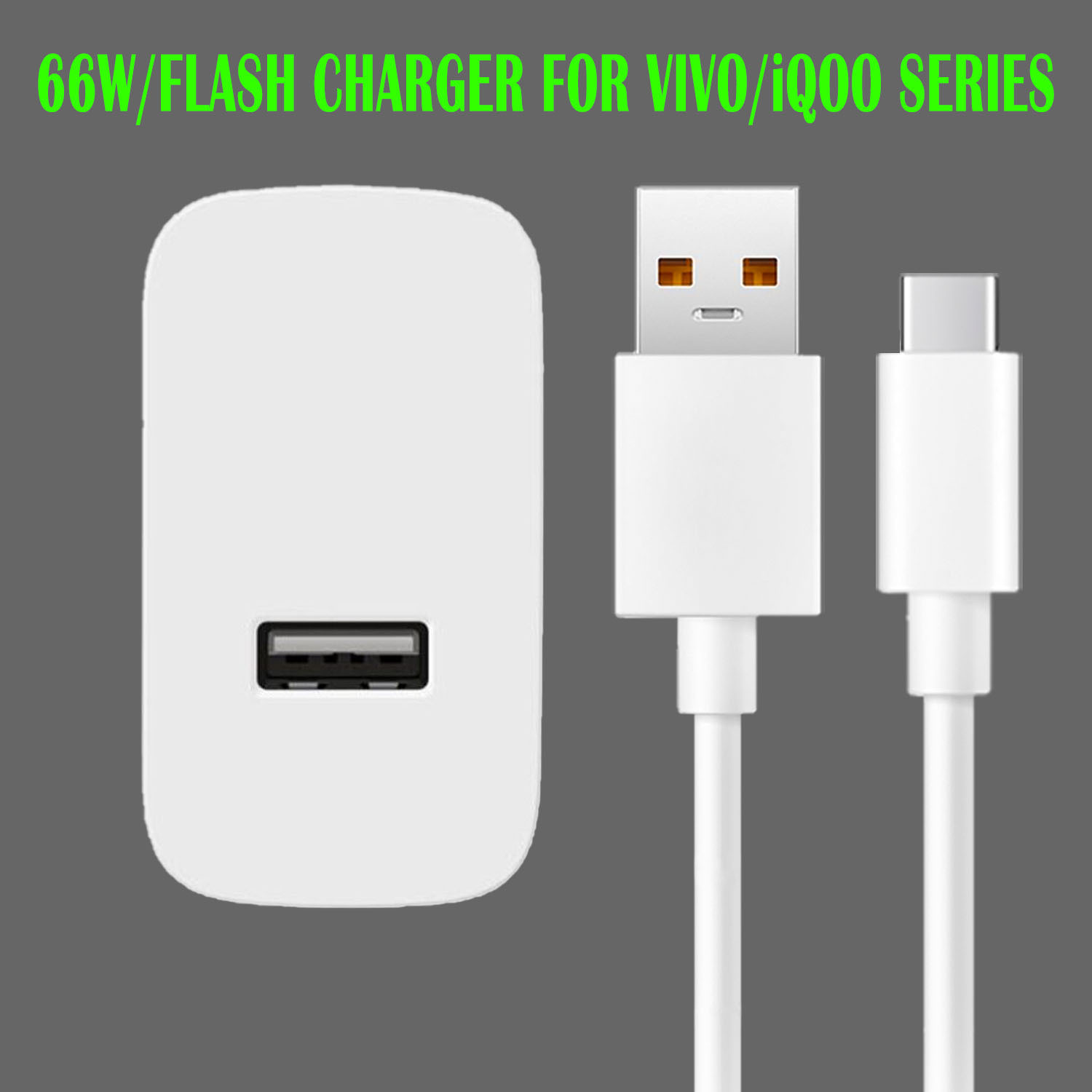 Image of Safa 66 W Quick Charge 6 A Wall Charger for Mobile with Detachable Cable (White, For S Series / T Series / Y Series / V Series And X Series, Cable Included)