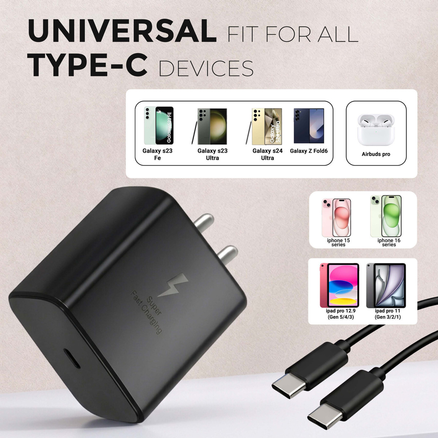 Image of deshit 45 W Adaptive Fast Charging 3 A Wall Charger for Mobile with Detachable Cable