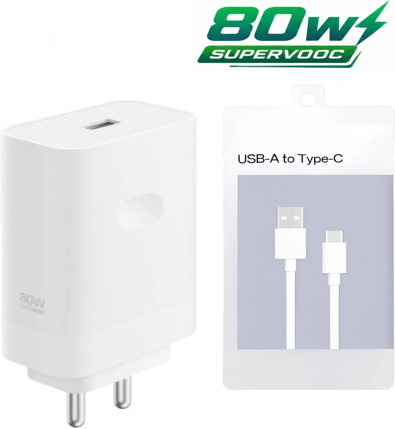 OPPO 80 W SuperVOOC 7.3 A Wall Charger for Mobile with Detachable Cable