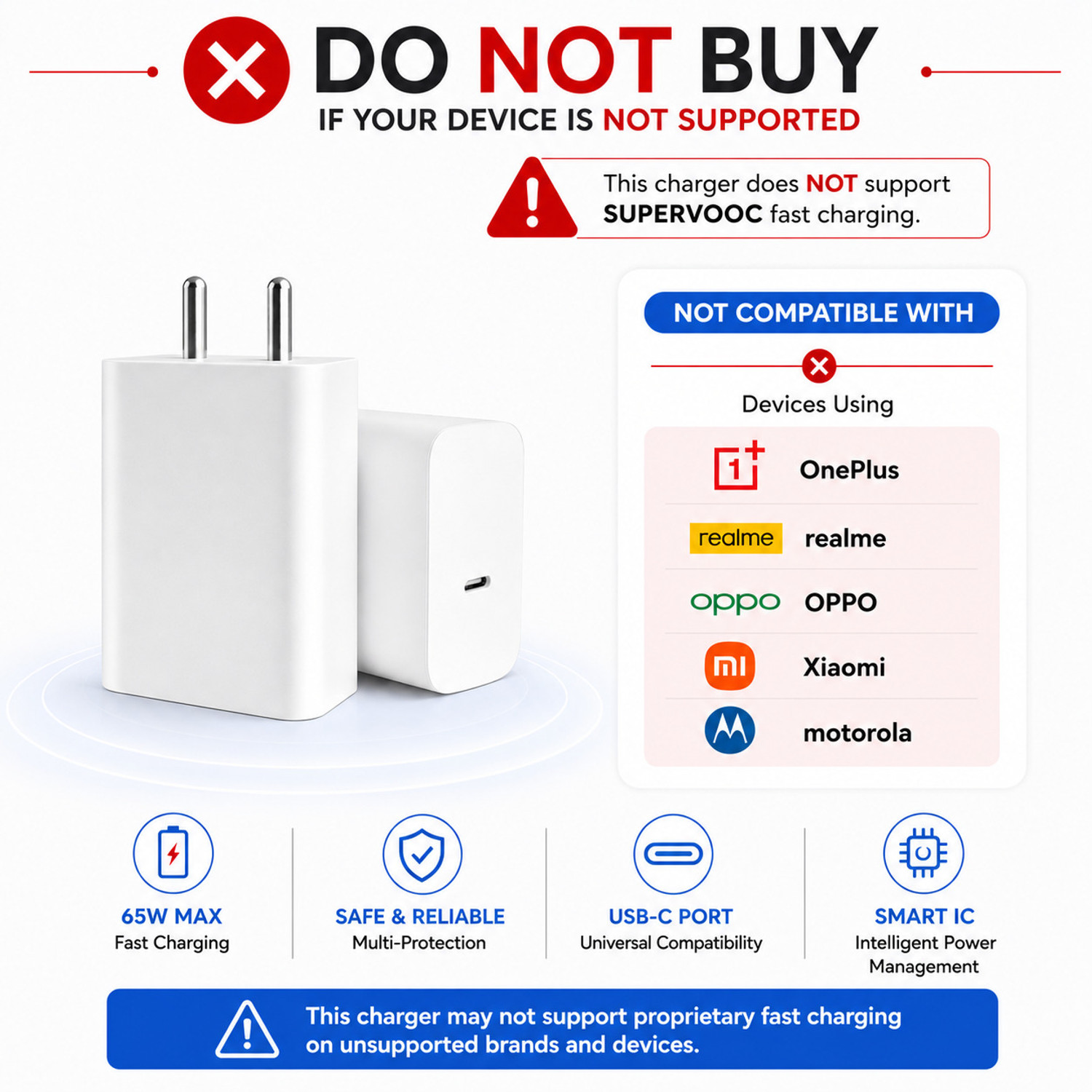 Image of Flipkart SmartBuy 65 W PD 3 A Wall Charger for Mobile with Detachable Cable