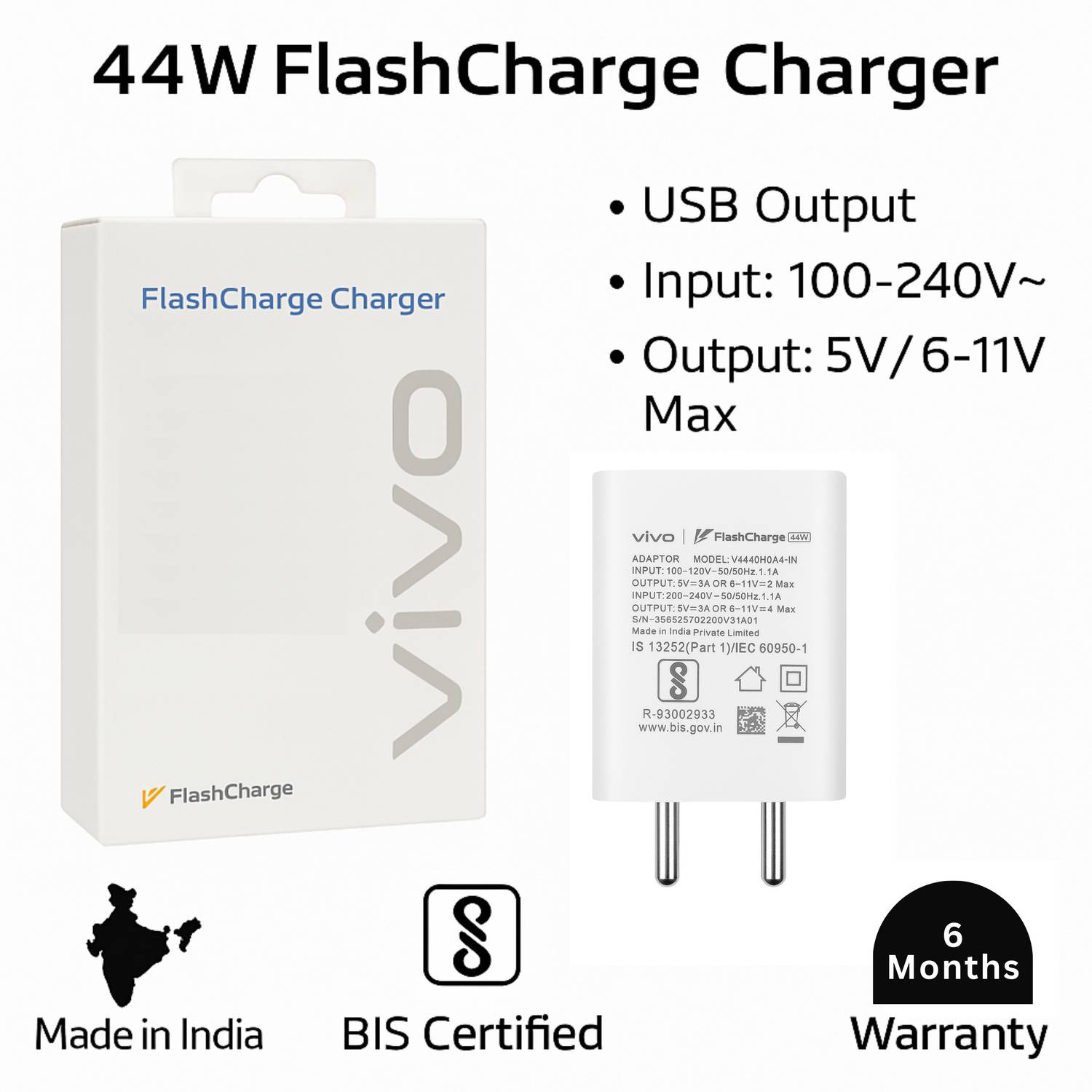 vivo 44W SuperVOOC 4A Wall Charger with Detachable Cable - Image 4