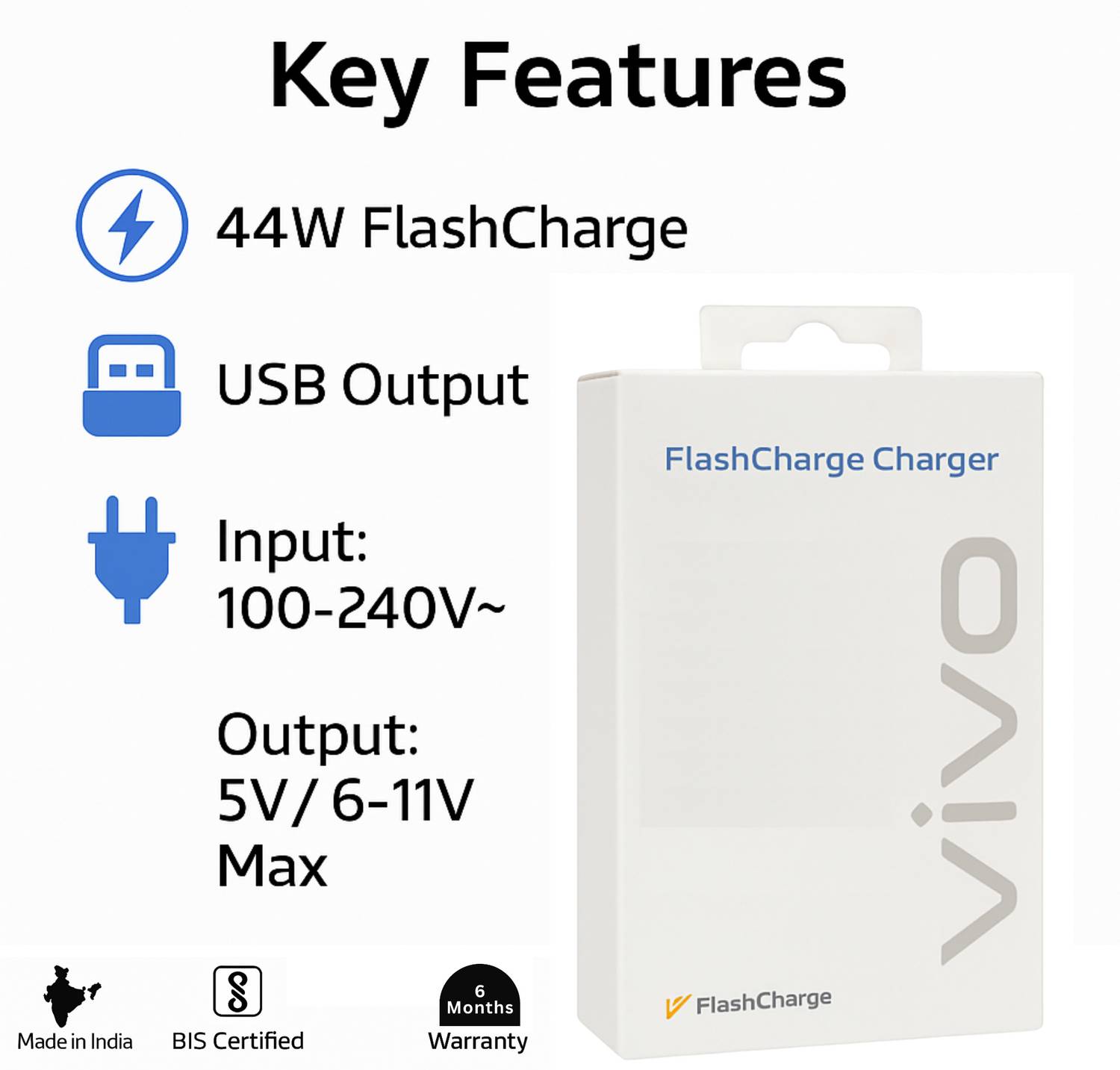 vivo 44W SuperVOOC 4A Wall Charger with Detachable Cable - Image 5