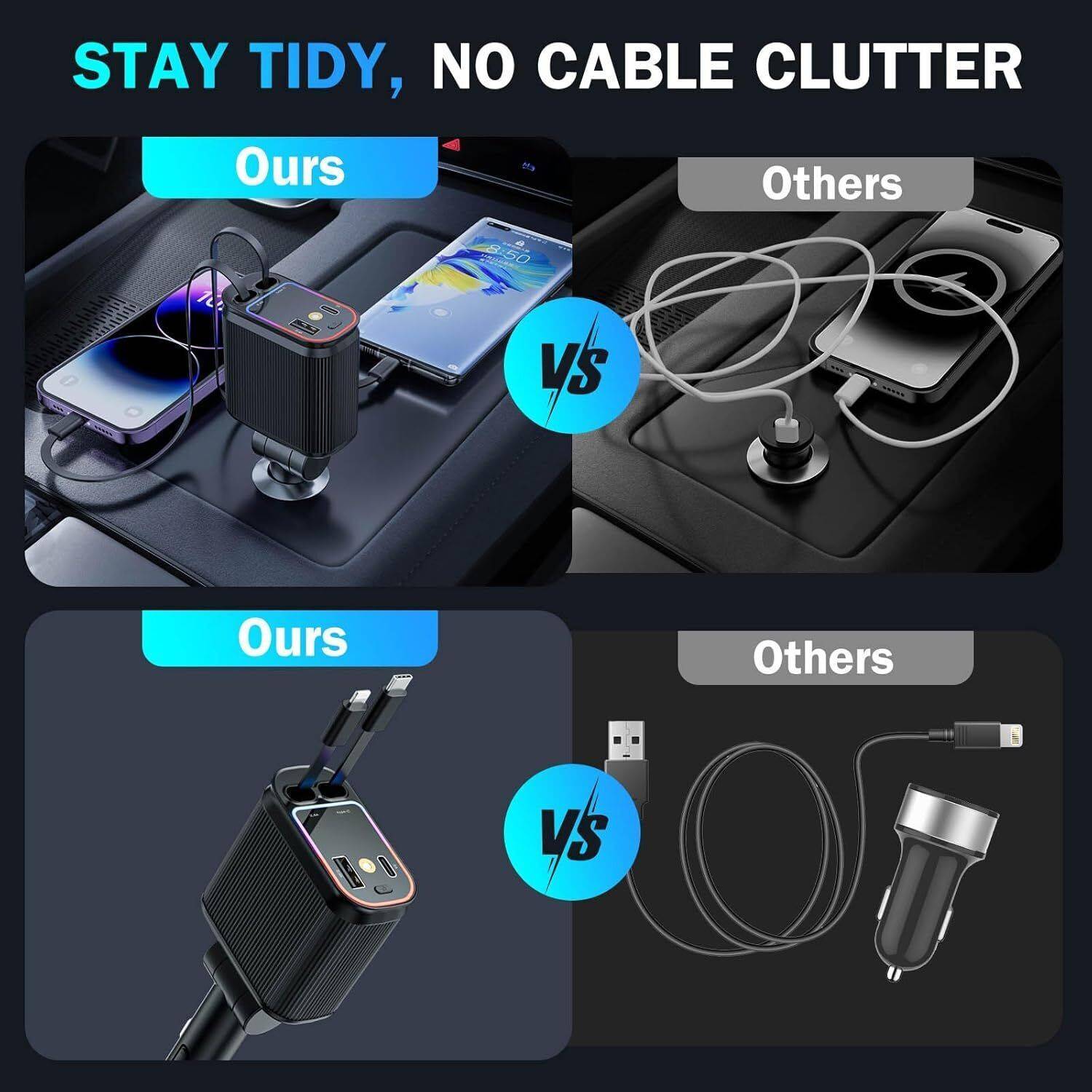 Hold 120W Qualcomm Turbo Car Charger Black - Image 5