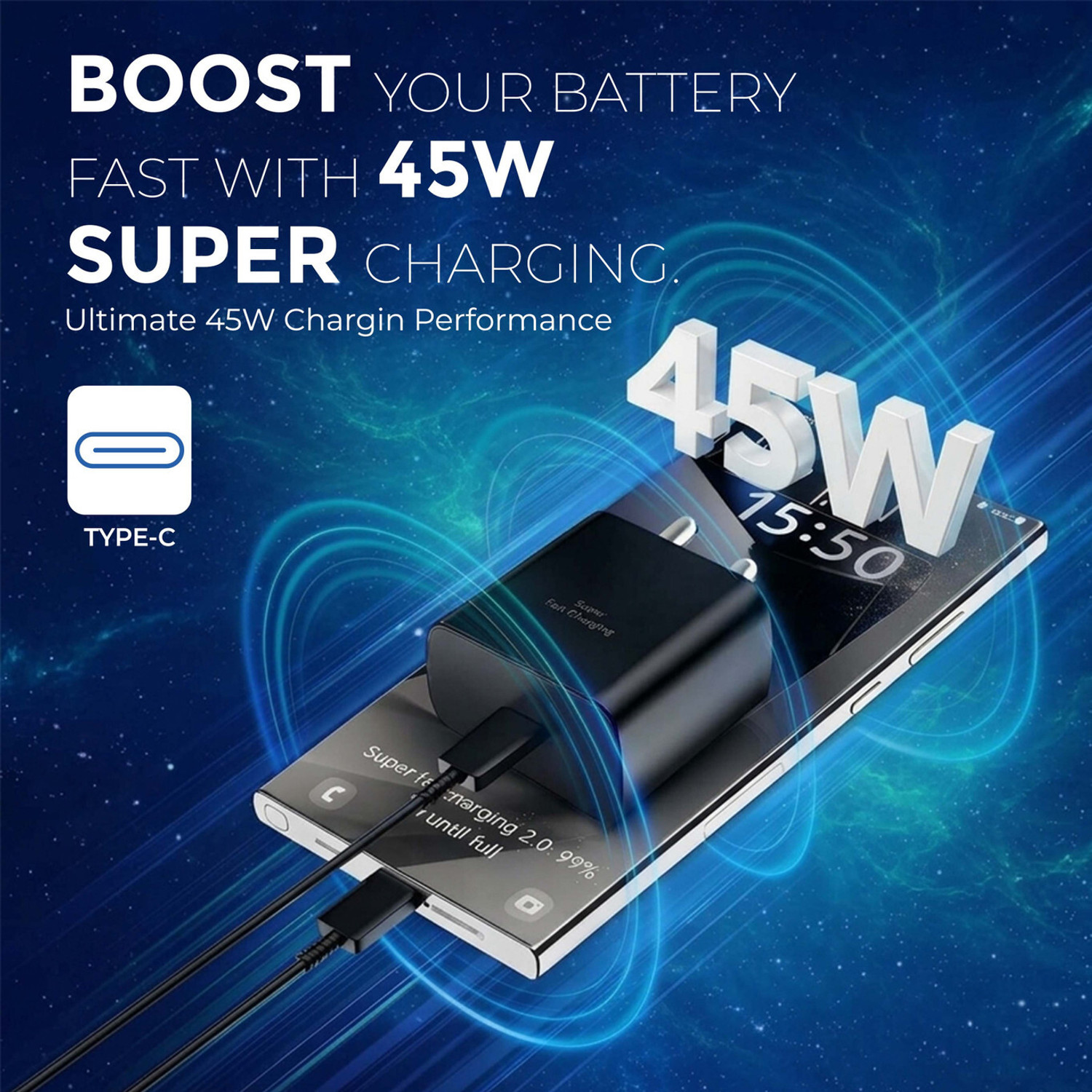 Image of deshit 45 W Adaptive Fast Charging 3 A Wall Charger for Mobile with Detachable Cable