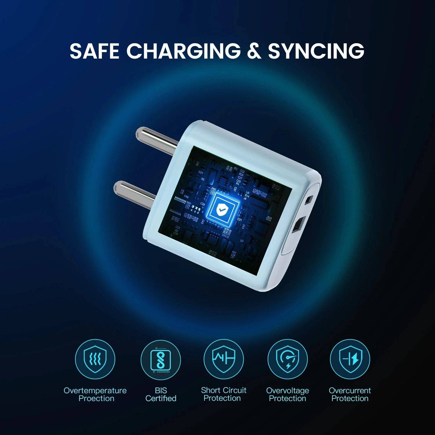 DeperAI 25W GaN 2A Dual Port Mobile Charger Blue - Image 3