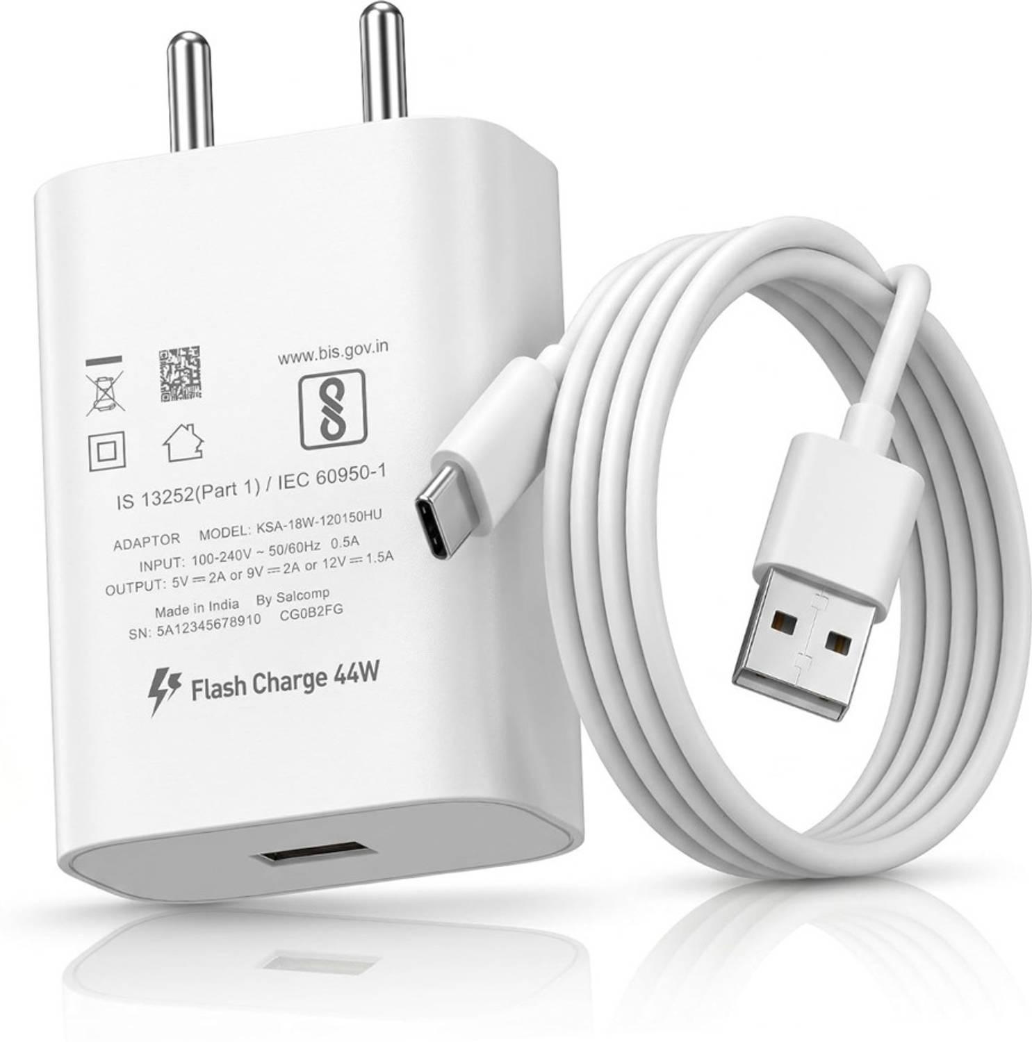 IARYZ ORIGINAL 44 W Quick Charge 4 A Wall Charger for Mobile with Detachable Cable