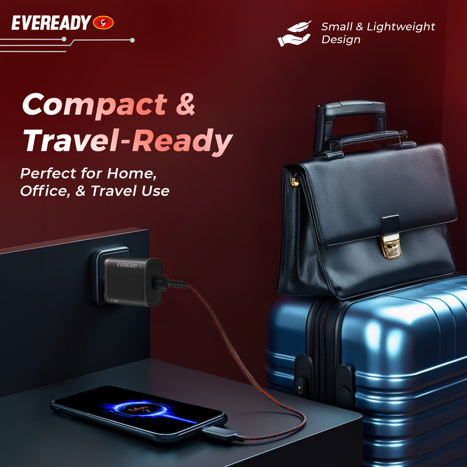 Image of EVEREADY 12 W 2.4 A Wall Charger for Mobile with Detachable Cable