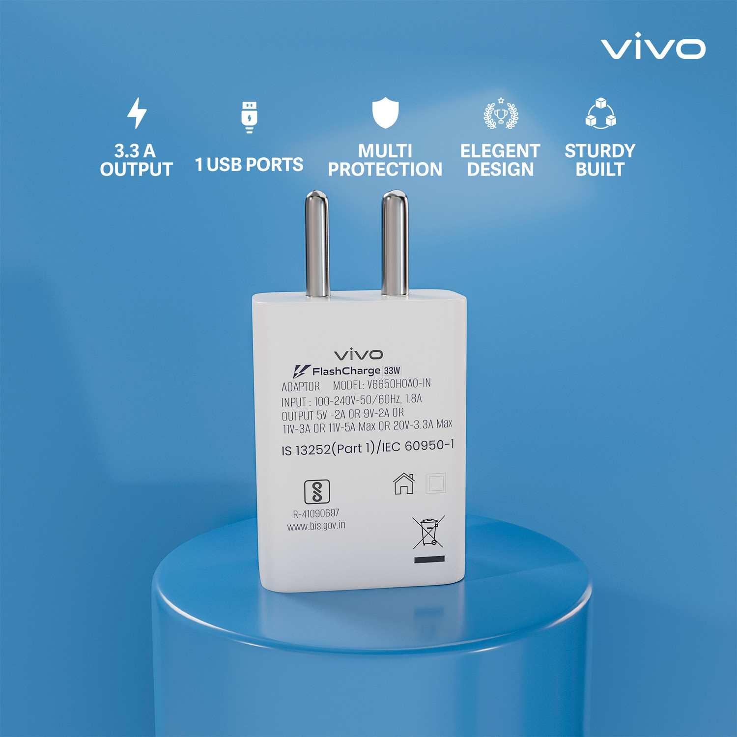 Image of vivo 33 W TurboPower 3.0 3 A Wall Charger for Mobile