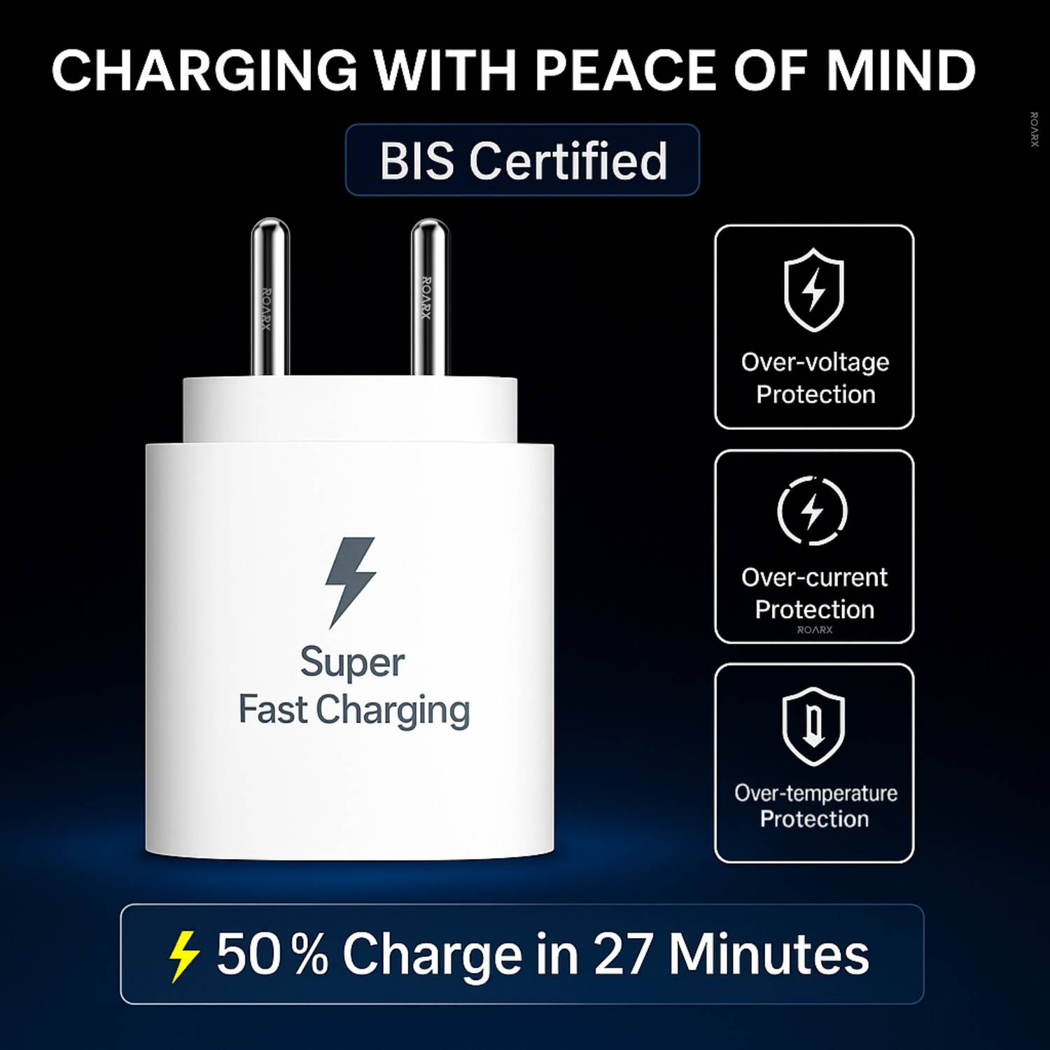 RoarX 25W PD 3.1A Wall Charger White - Image 4