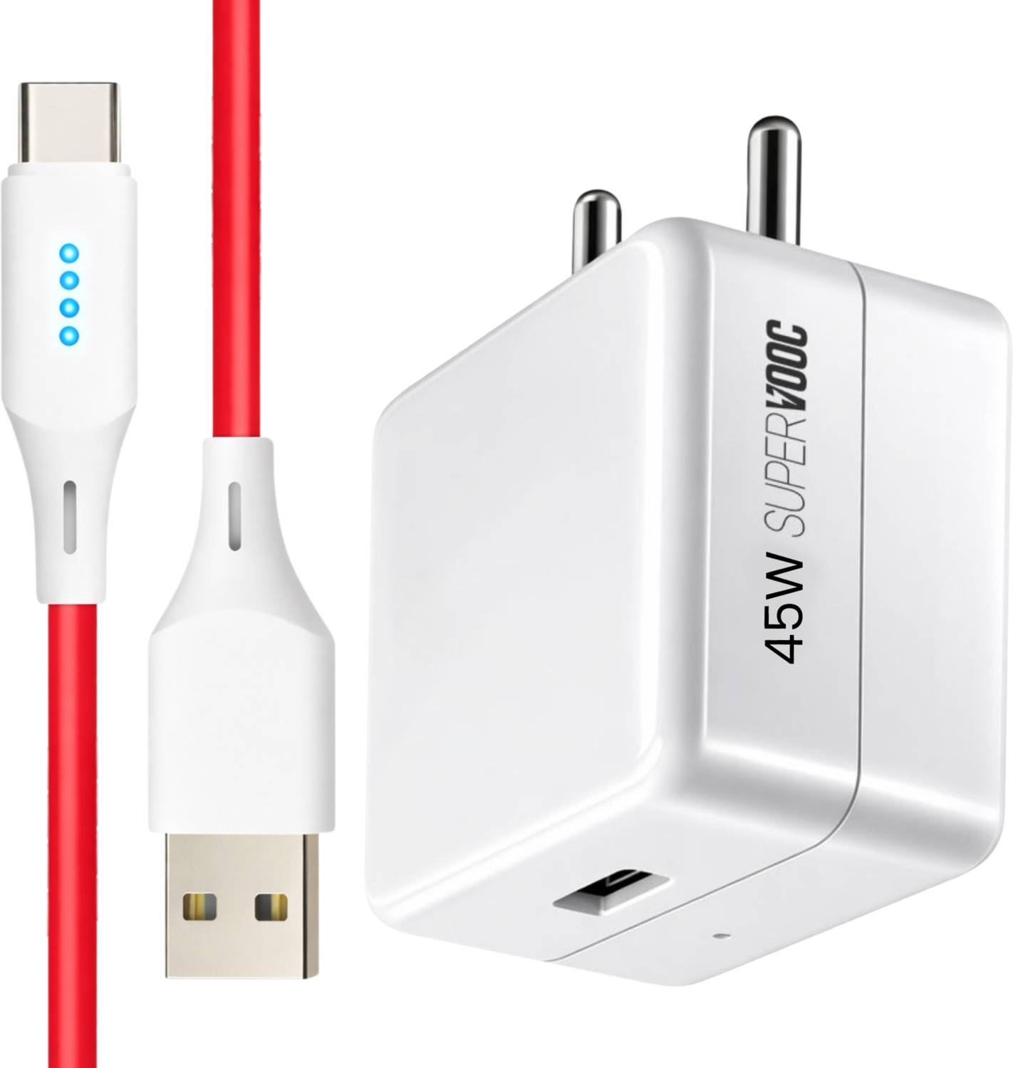 Sulania 45 W SuperVOOC 5.4 A Wall Charger for Mobile with Detachable Cable