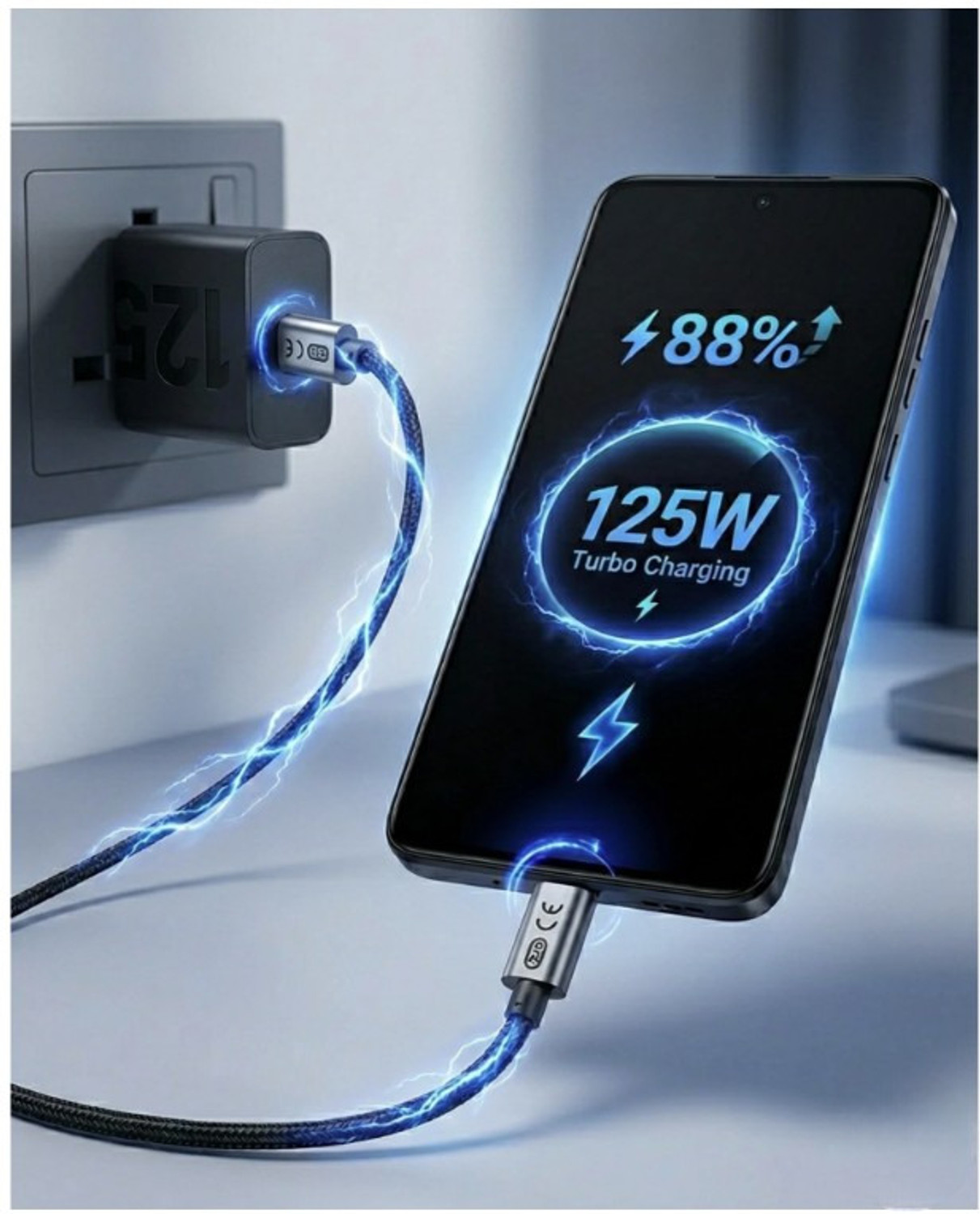 Image of Avaxon 125 W TurboPower 3.0 9 A Wall Charger for Mobile with Detachable Cable