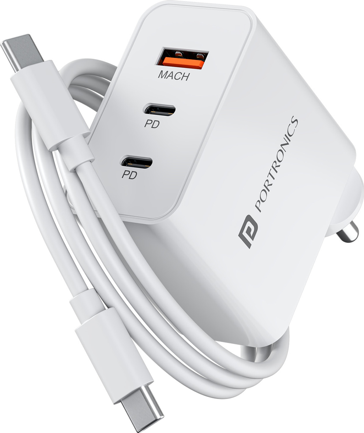 Image of Portronics 65 W PPS 3.25 A Wall Charger for Mobile with Detachable Cable