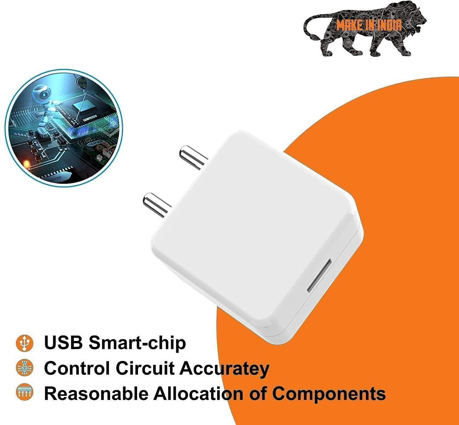 Image of MAK 65 W Dash 4.2 A Wall Charger for Mobile with Detachable Cable