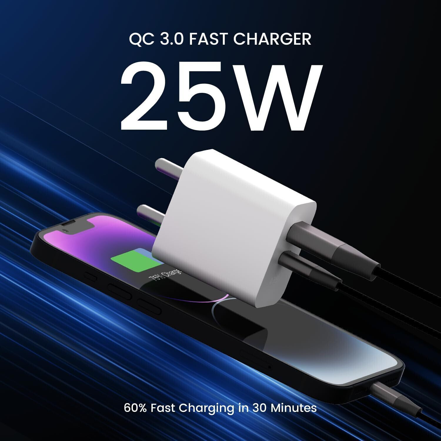 Image of DeperAI 25 W GaN 3 A Wall Charger for Mobile (White)