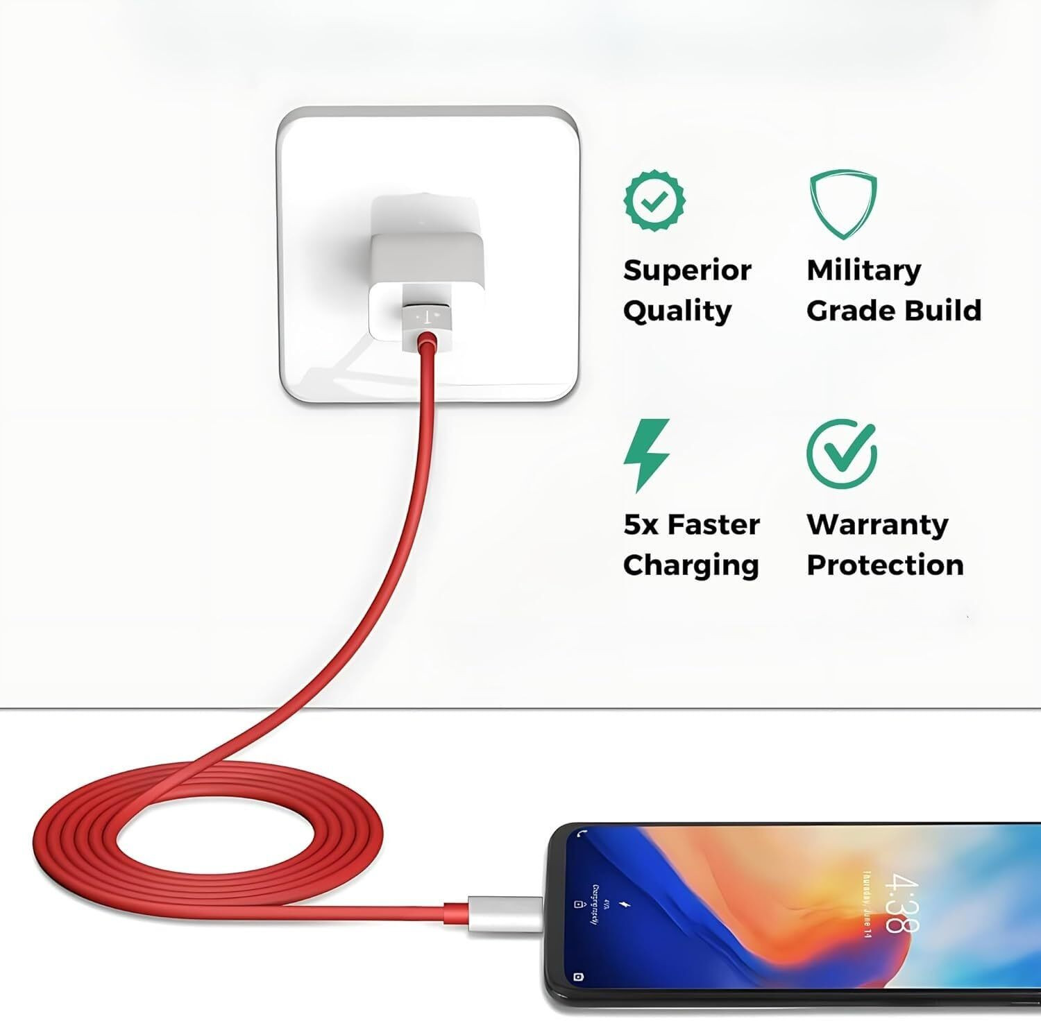 Image of MOBEO 80 W SuperVOOC 7.3 A Wall Charger for Mobile with Detachable Cable (White, Cable Included)