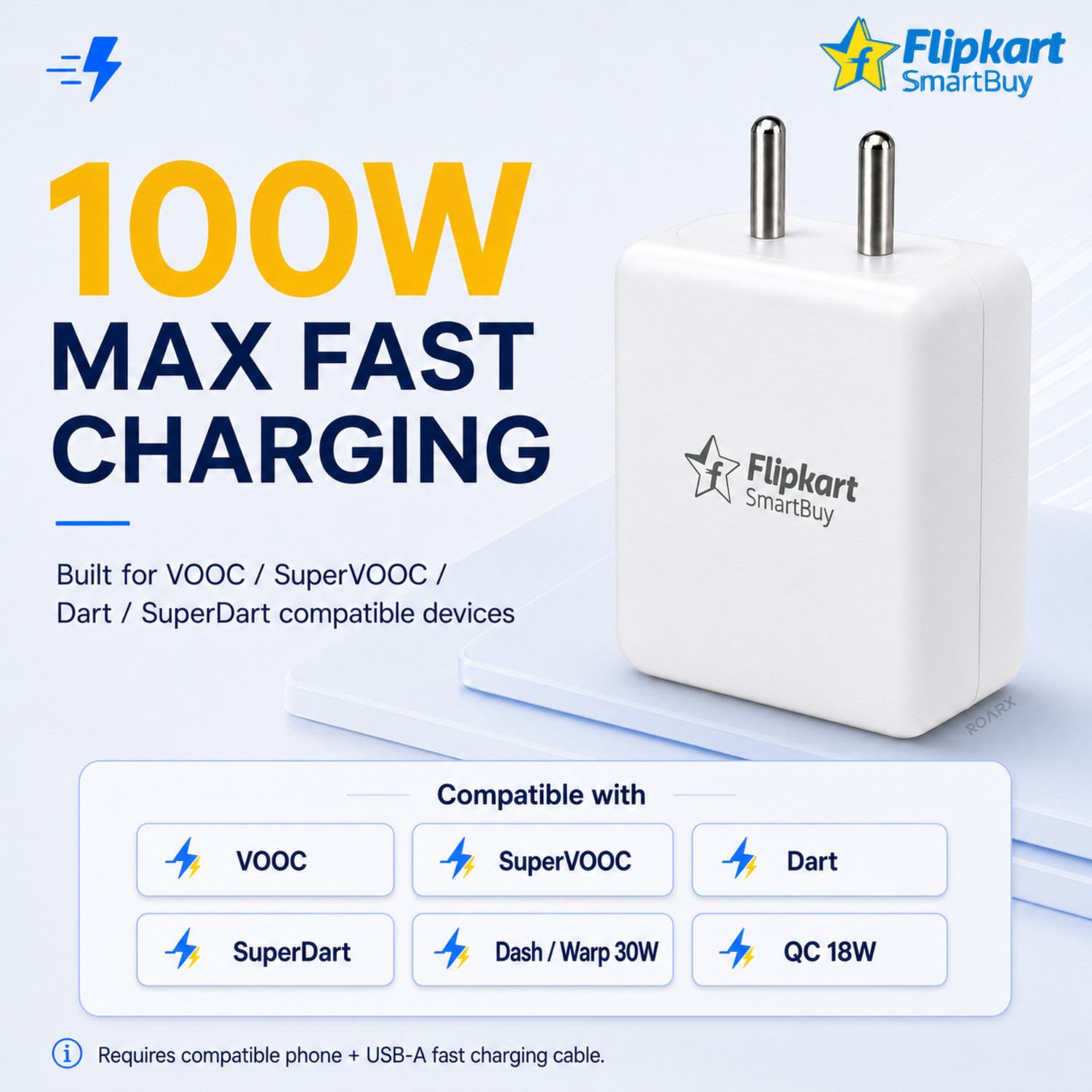 Image of Flipkart SmartBuy 100 W SuperVOOC 9 A Wall Charger for Mobile