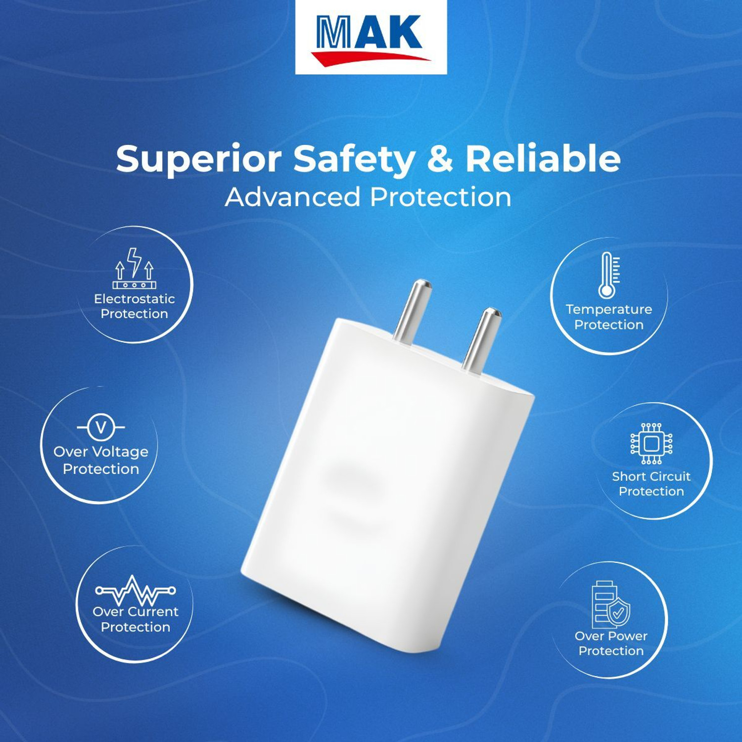 Image of MAK 33 W SuperVOOC 4 A Wall Charger for Mobile with Detachable Cable