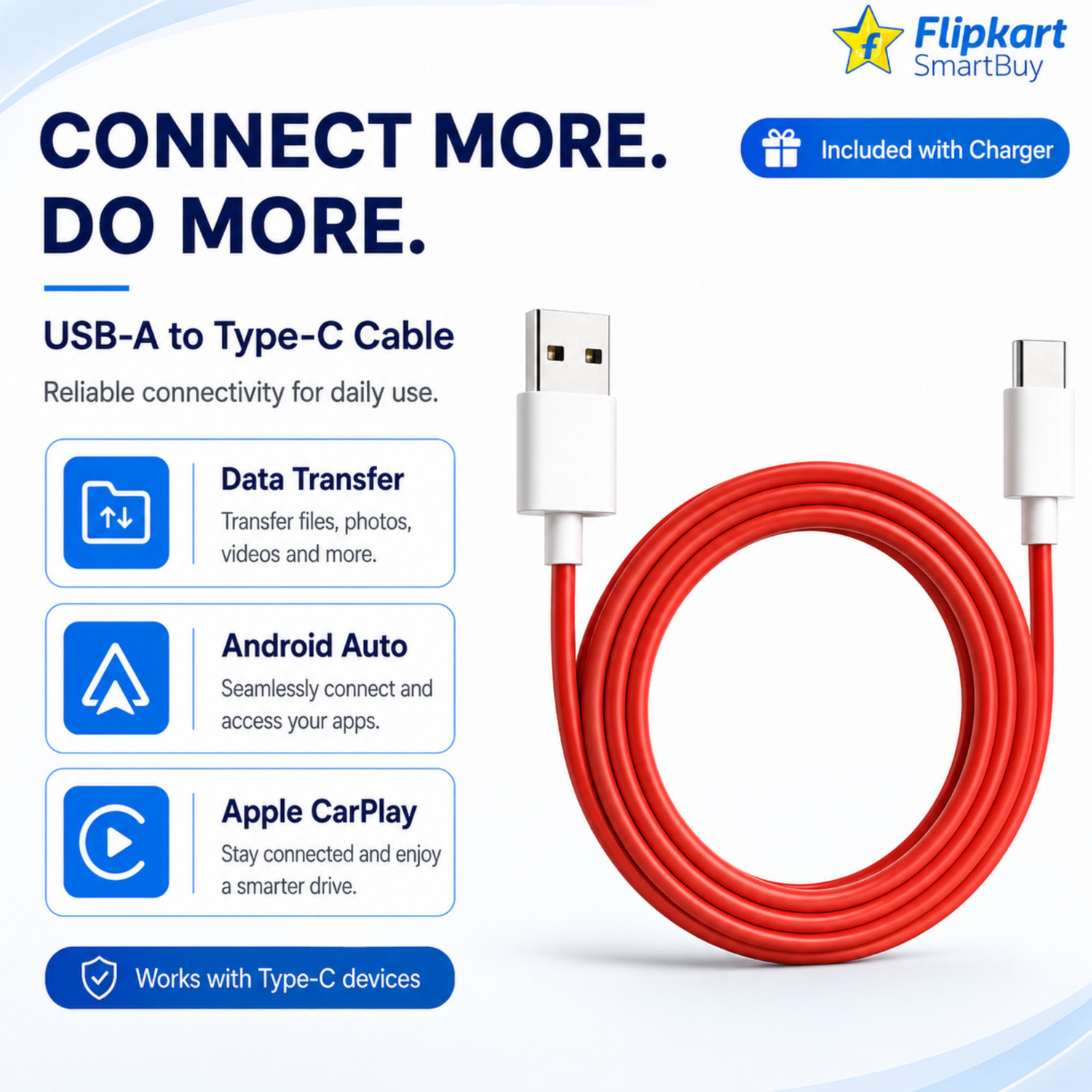 Image of Flipkart SmartBuy 100 W SuperVOOC 9 A Wall Charger for Mobile with Detachable Cable