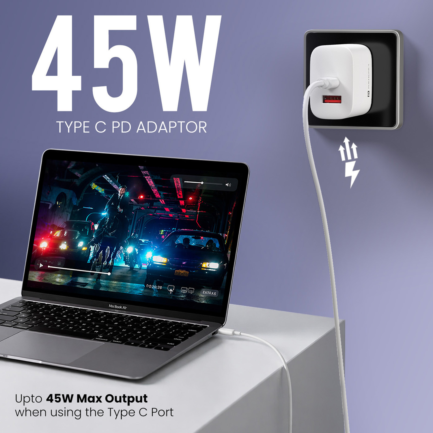 Image of Portronics 45 W GaN 3 A Wall Charger for Mobile